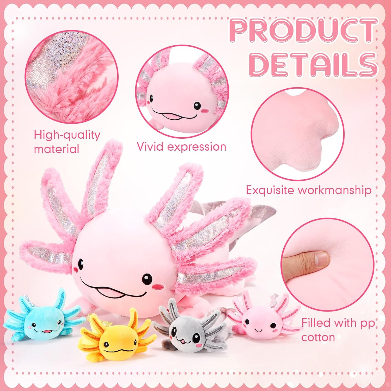Aoriher Axolotl Plush Family Set Pink