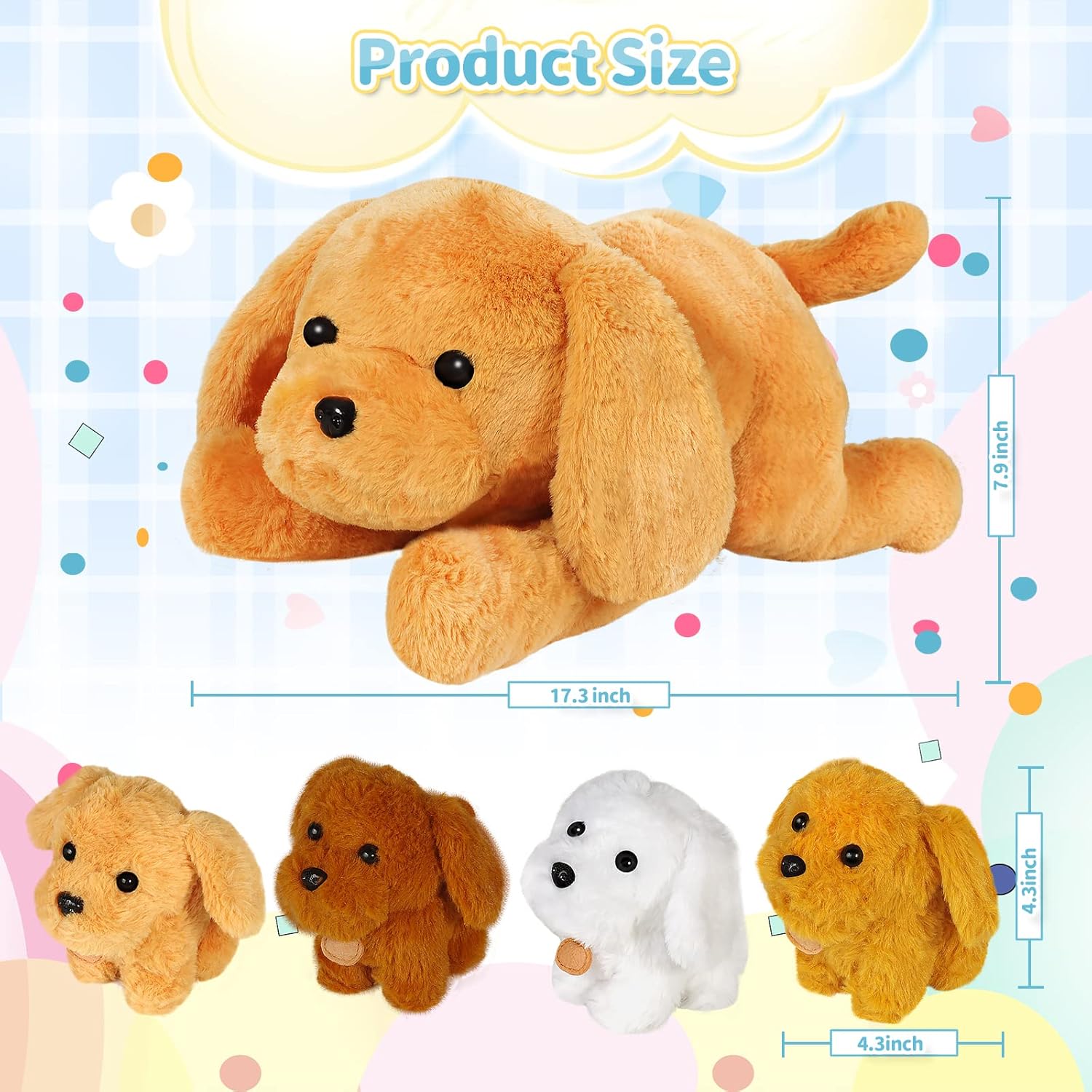 KMUYSL Puppy Plush Toy Set for Kids 3-8 Years