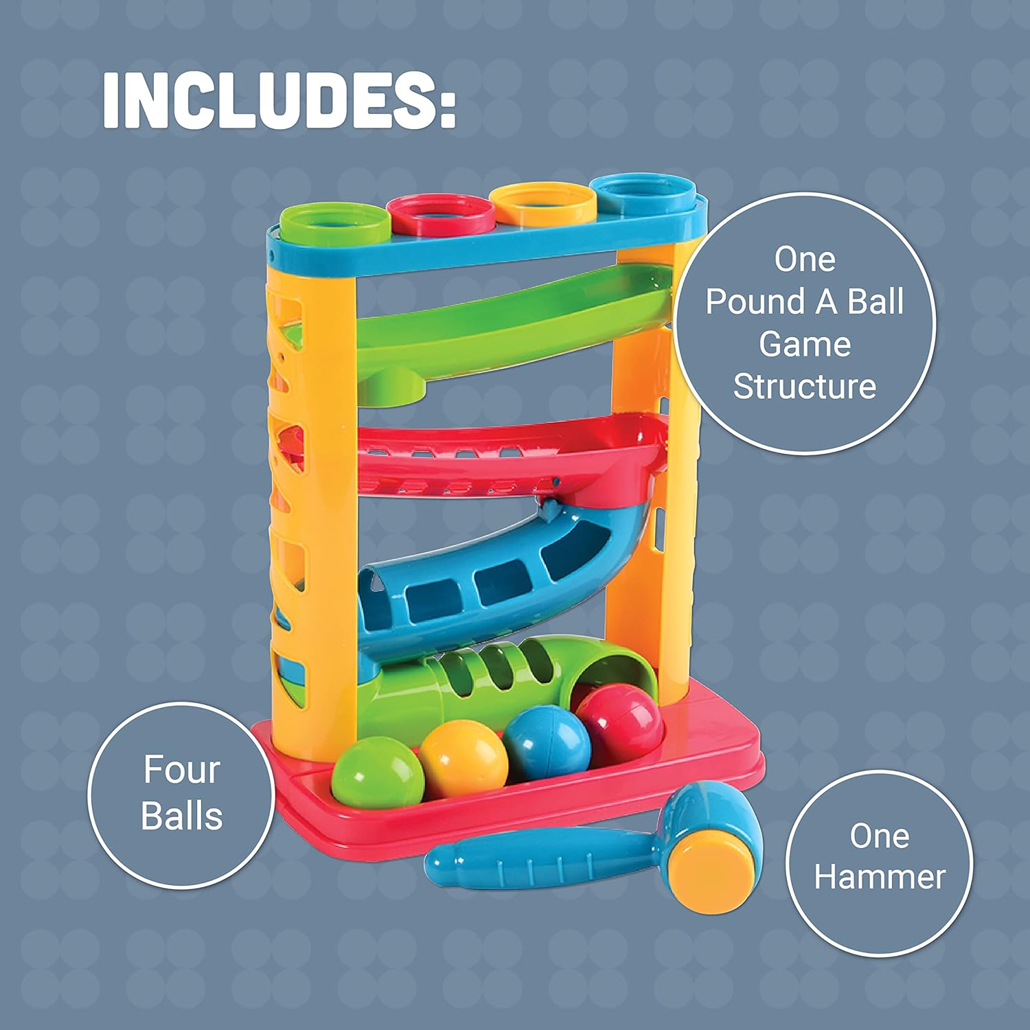 Constructive Playthings Pound a Ball Game Toy Hammer 6-Piece 1