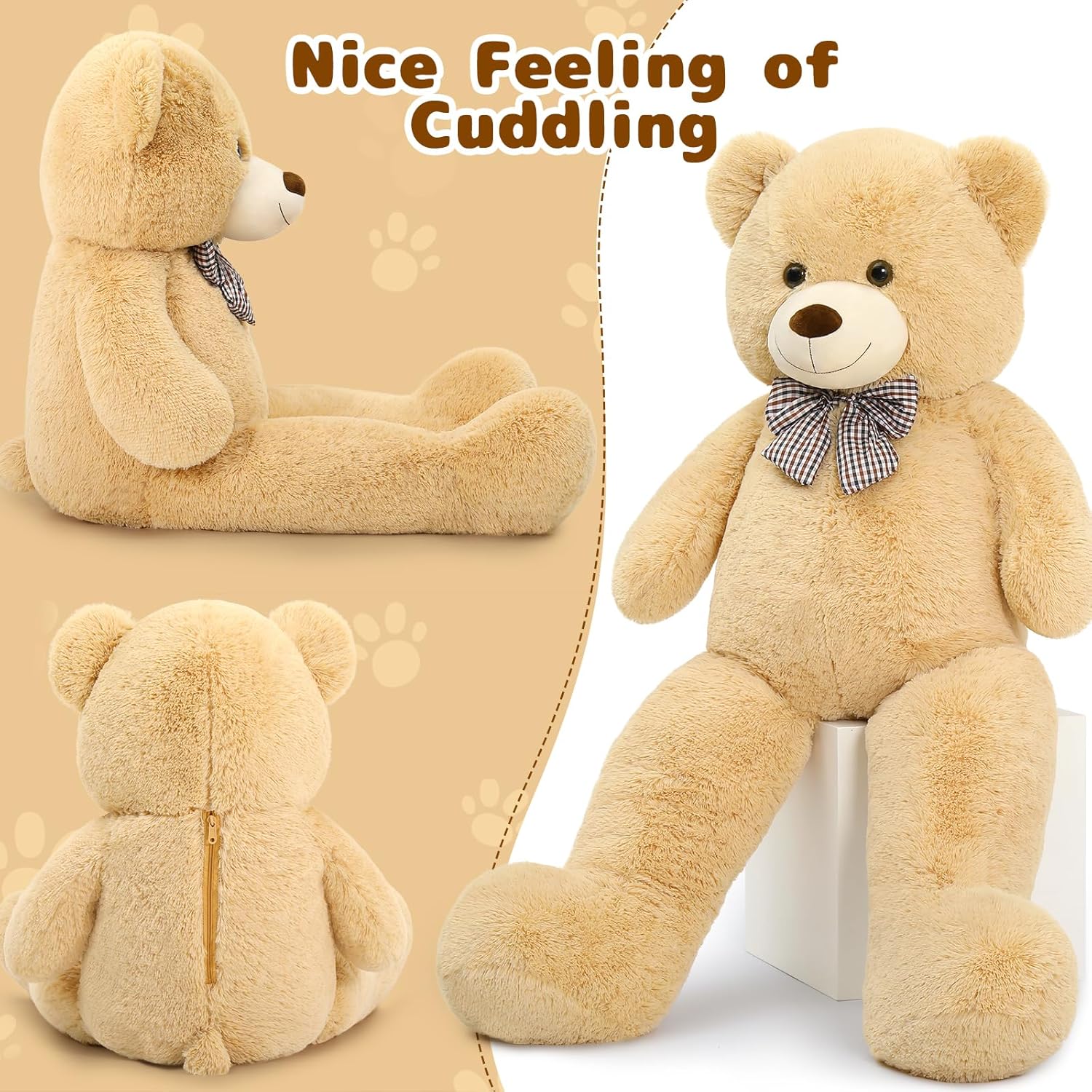 MaoGoLan 47 Inch Giant Teddy Bear Life Size Tan Plush Bear