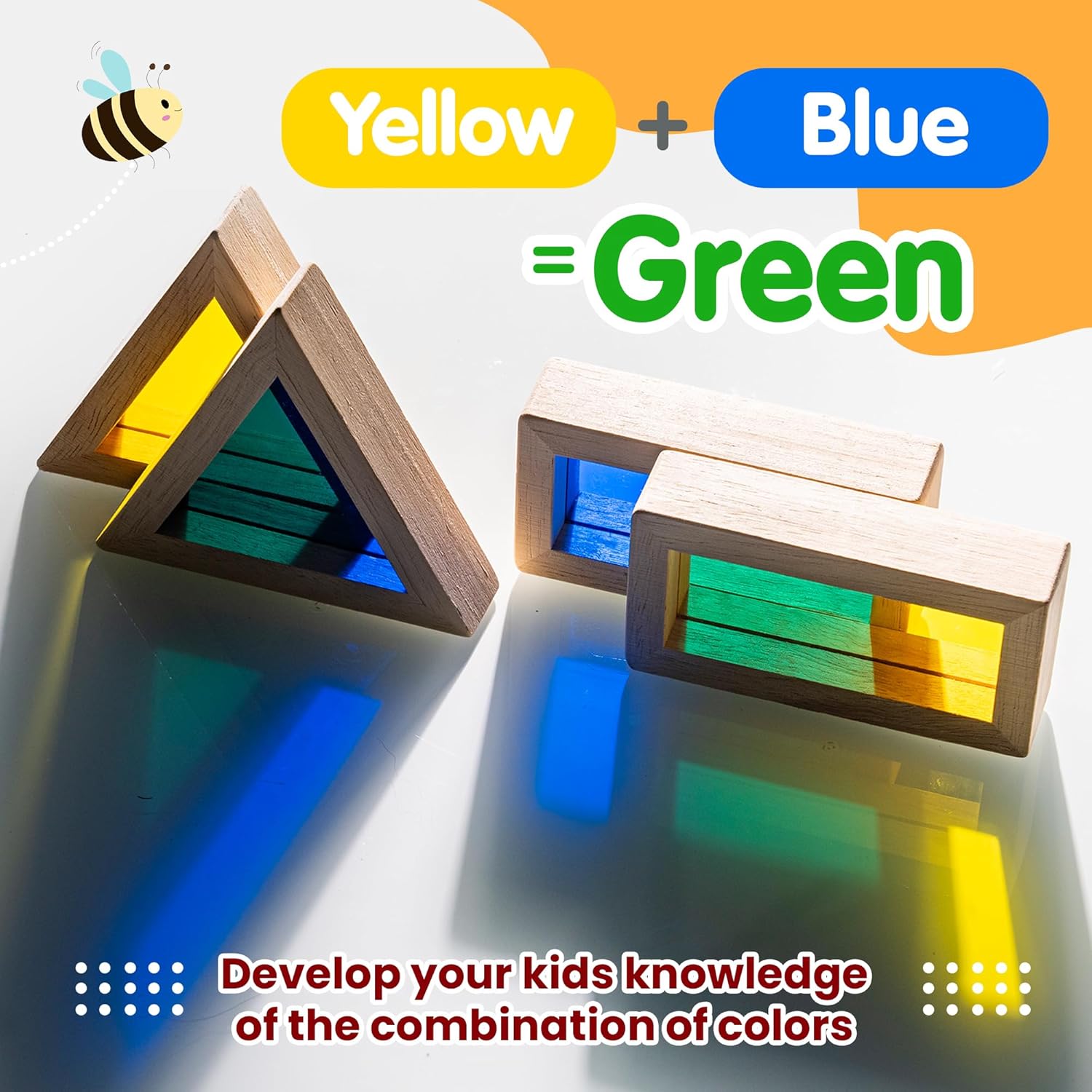 KudoJoy 24pcs Geometry Wooden Blocks for Kids