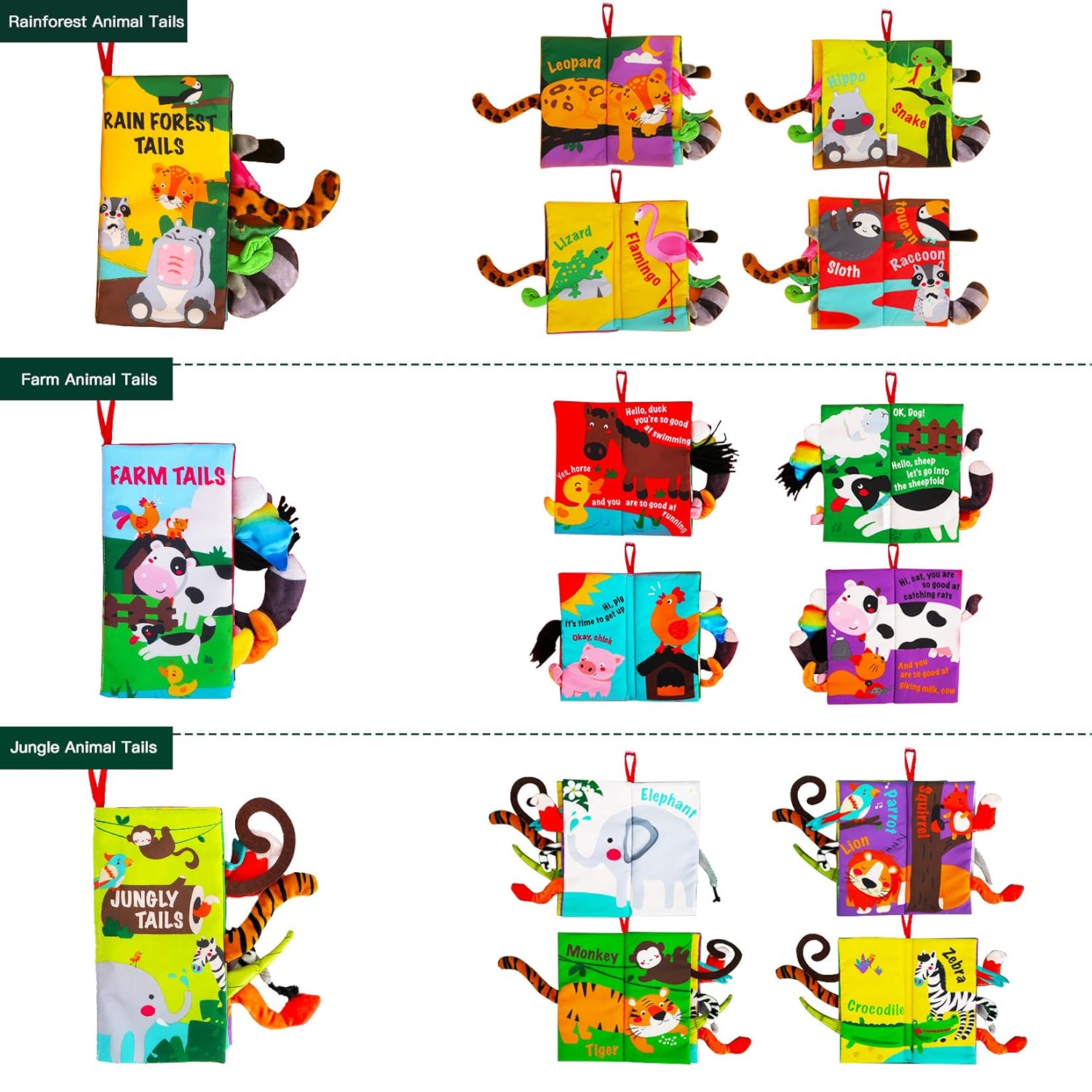 beiens 3PCS Touch and Feel Soft Baby Books for 0-12 Months