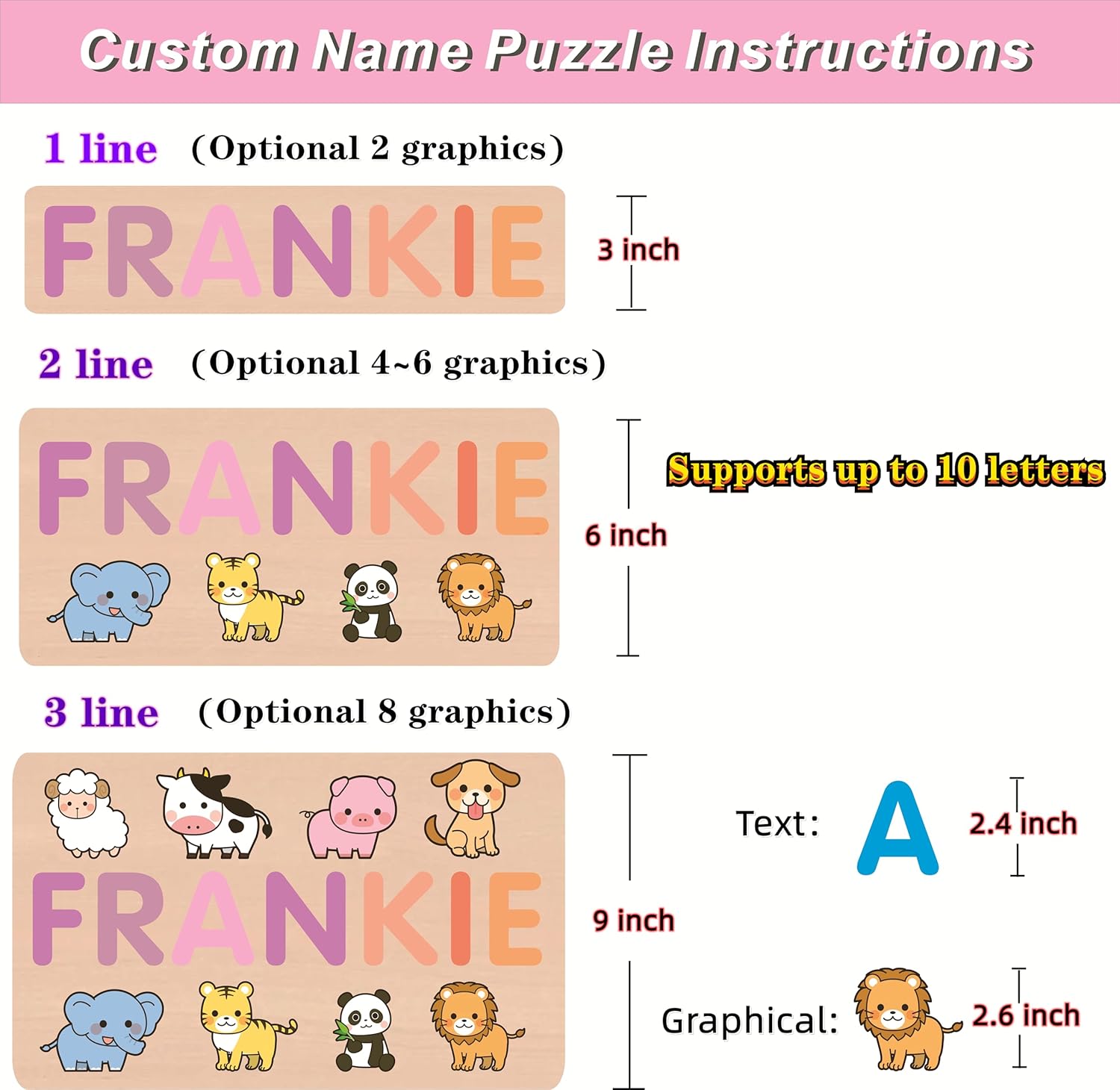 Vnque Personalized Wooden Name Puzzles for Kids 1