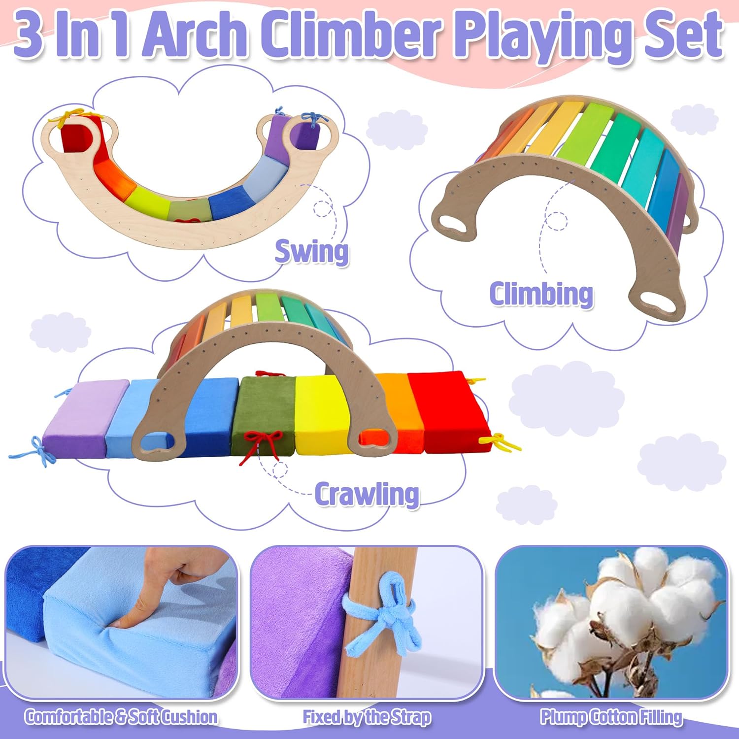ROYALAY Rainbow Cushion Play Set for Climbing Arch