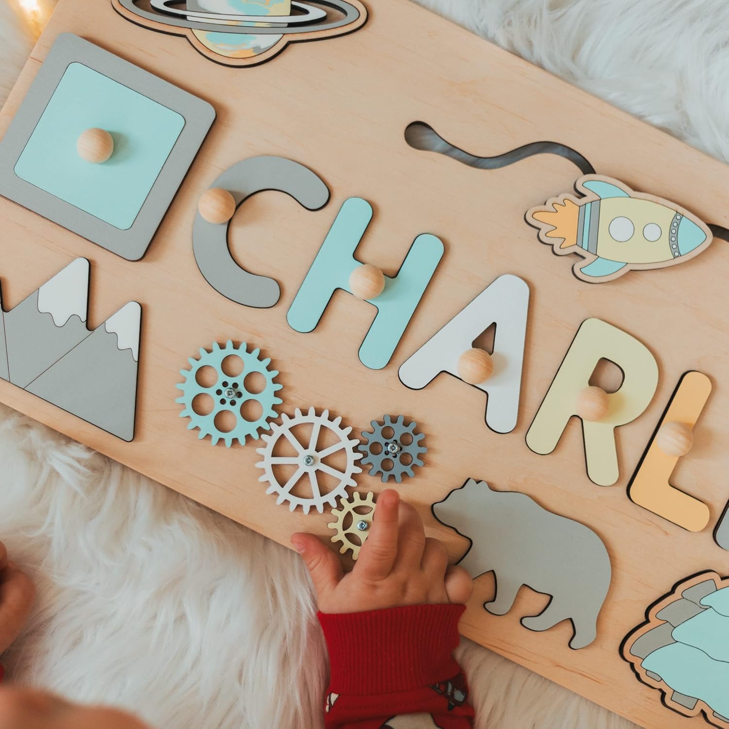 Personalized Name Wooden Puzzle Baby Girl 1st Birthday Gift