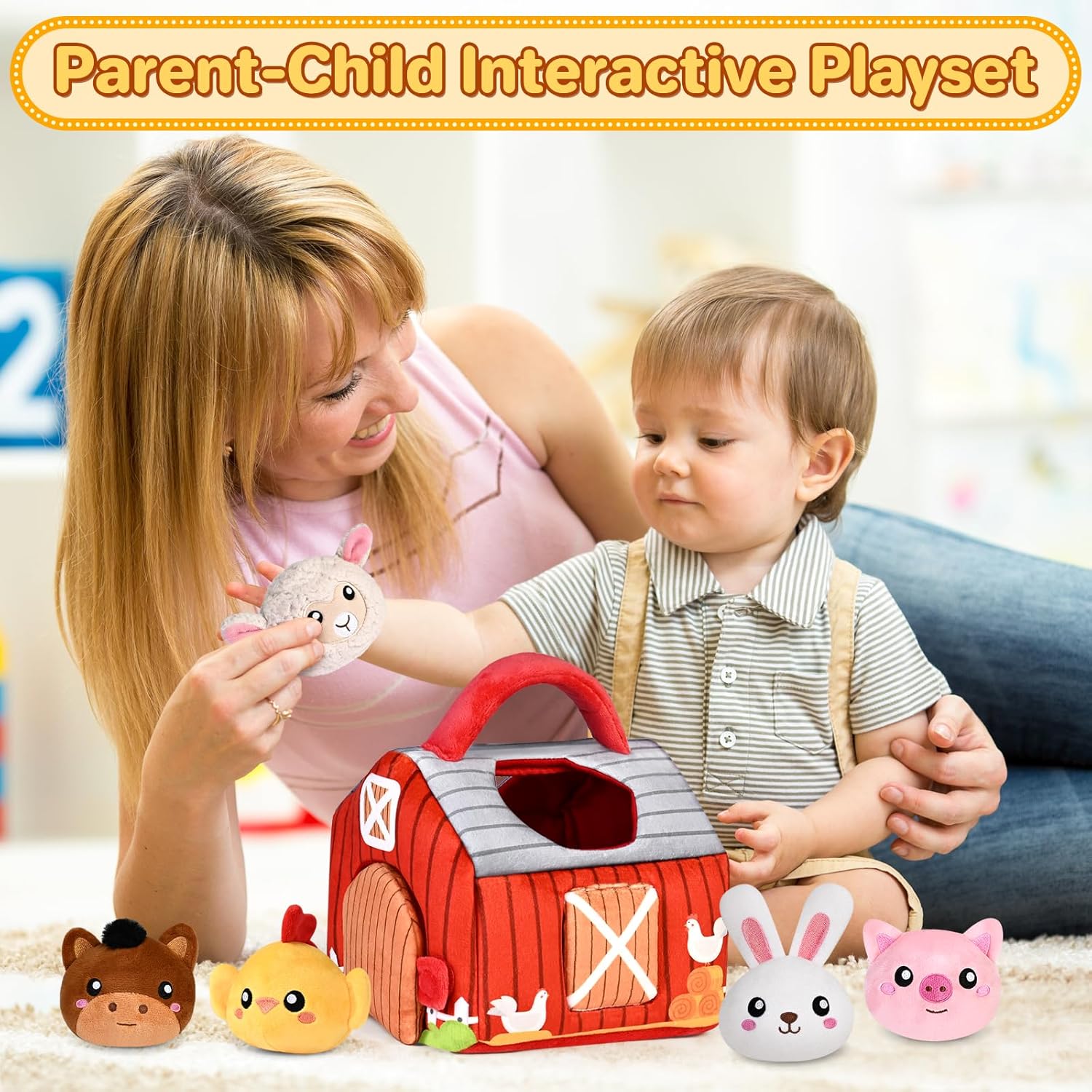 KMUYSL Plush Farm Animals Playset for Babies 0-3 Years