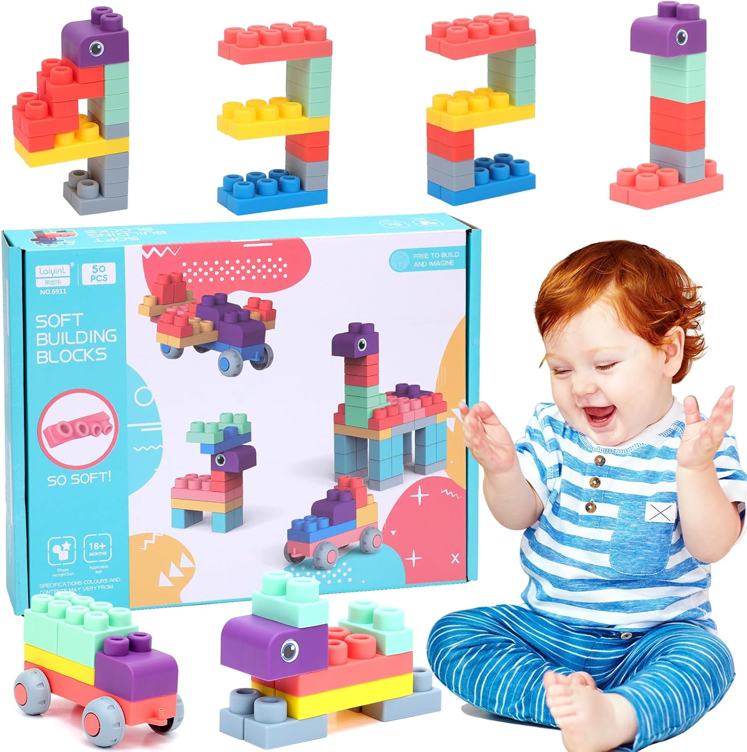 COUOMOXA Soft Building Blocks for Toddlers 1