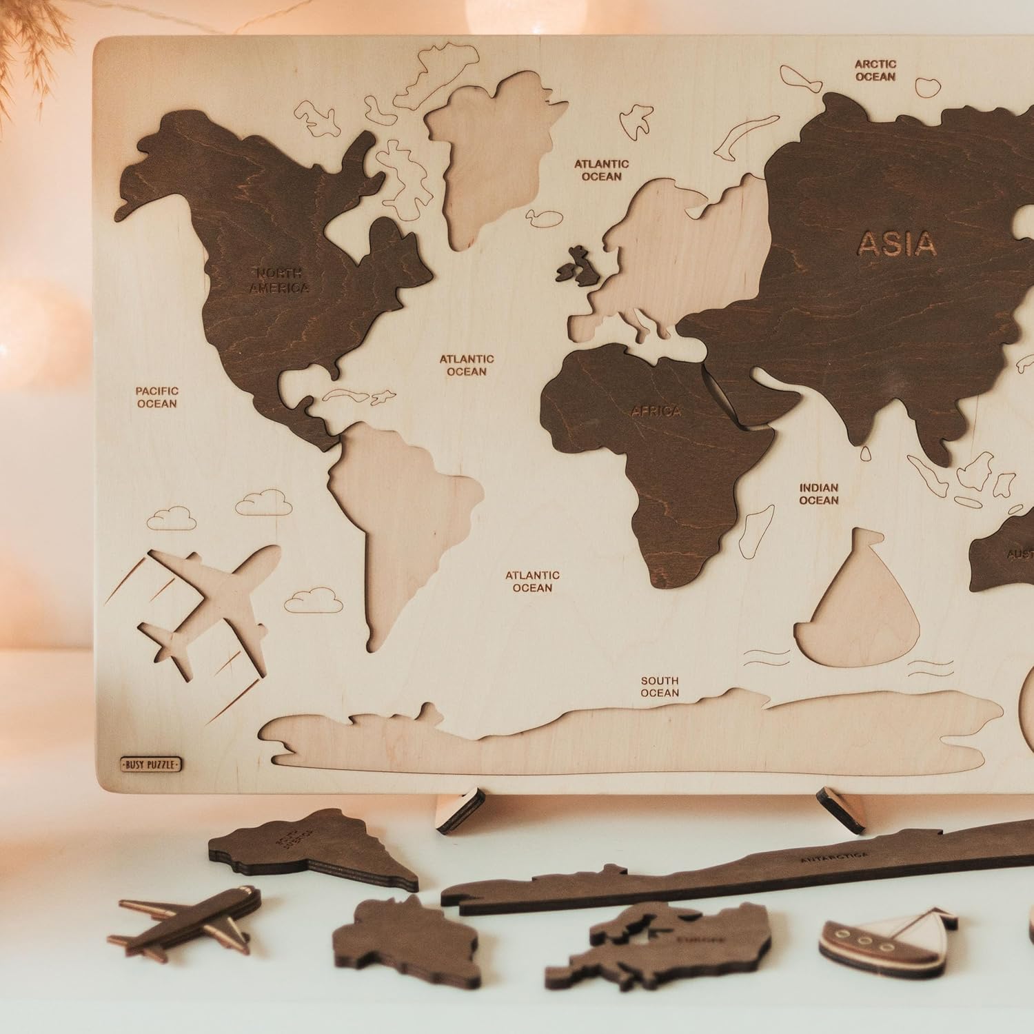 Wooden World Map Puzzle Montessori Toy