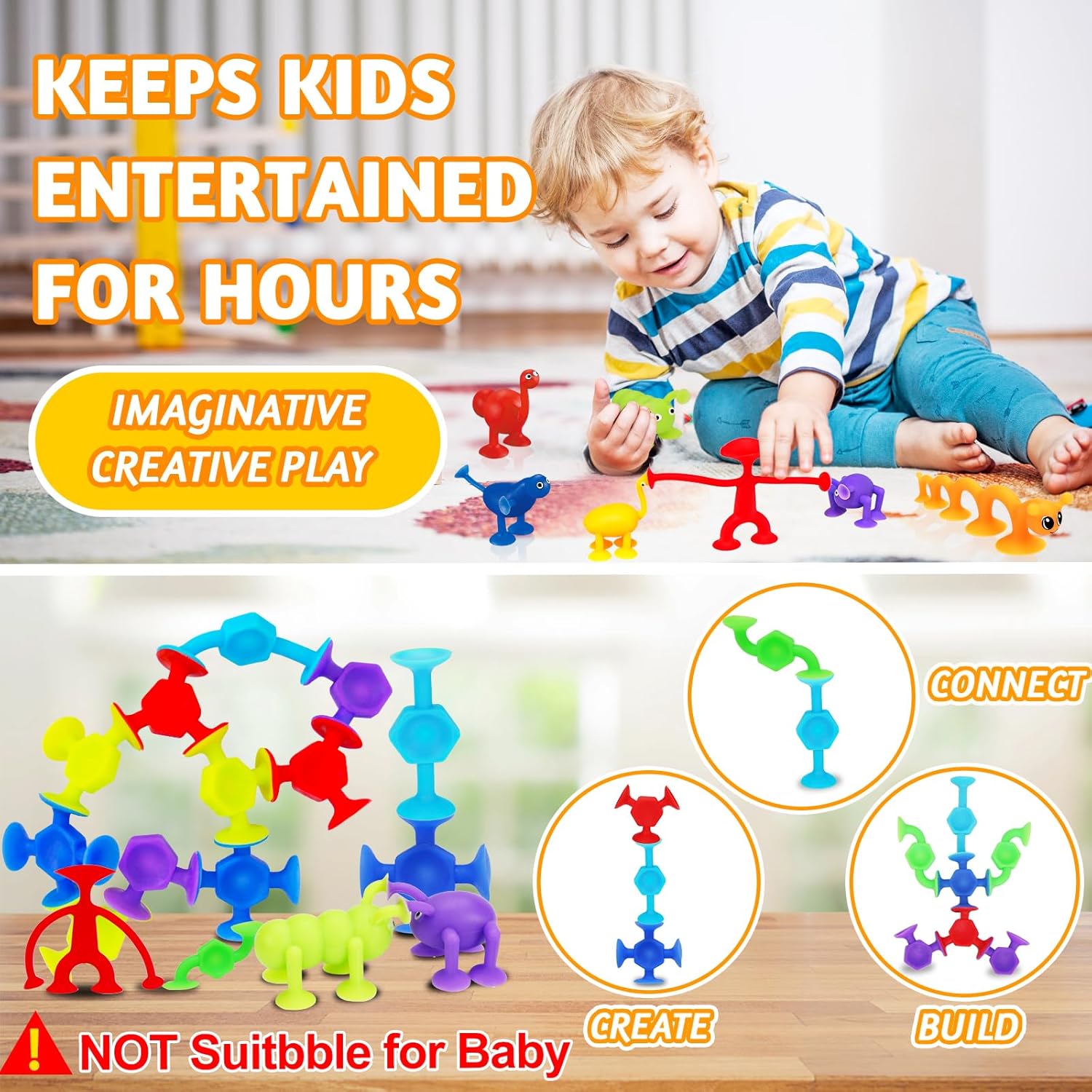32 PCS Suction Cup Bath Toys for Kids 2 Years