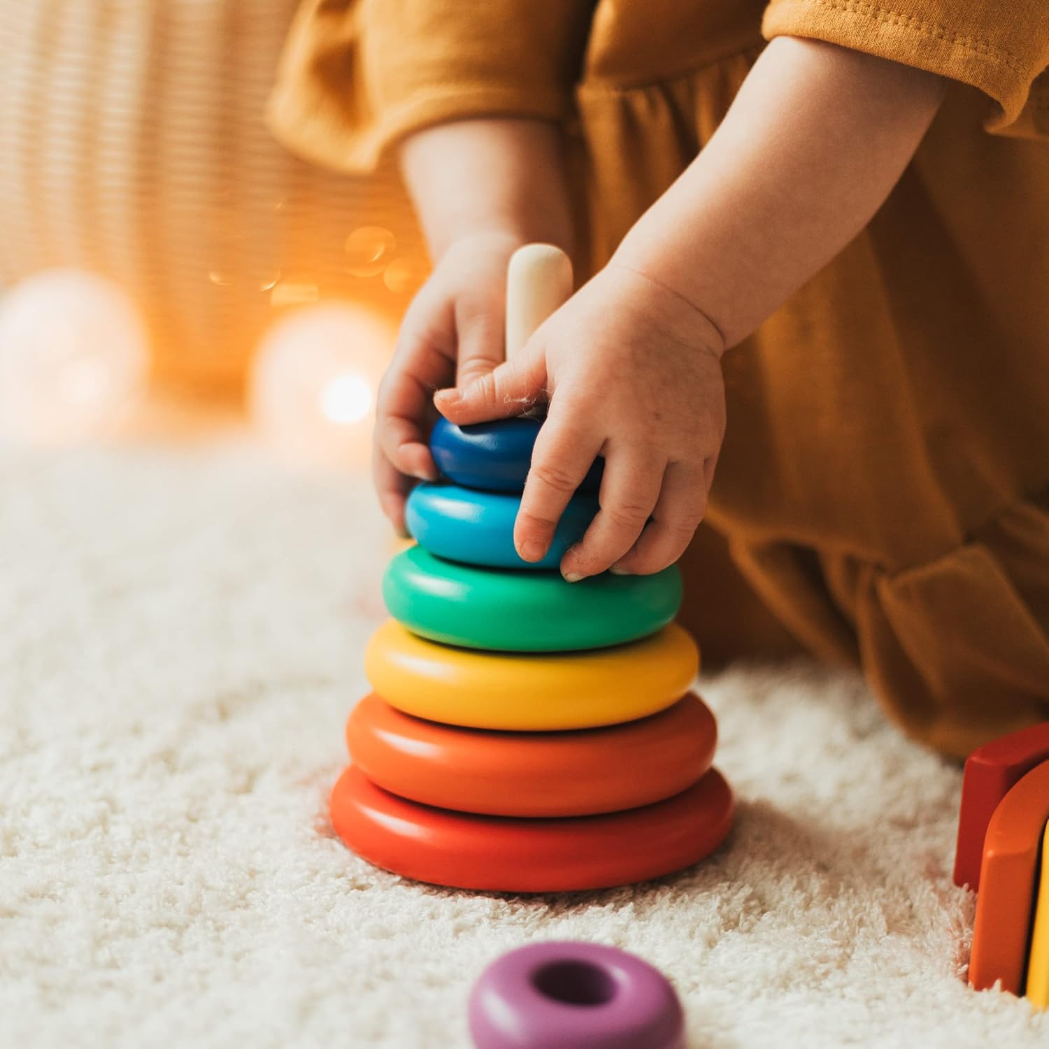 Montessori Wooden Pyramid Rainbow Stacking Toy