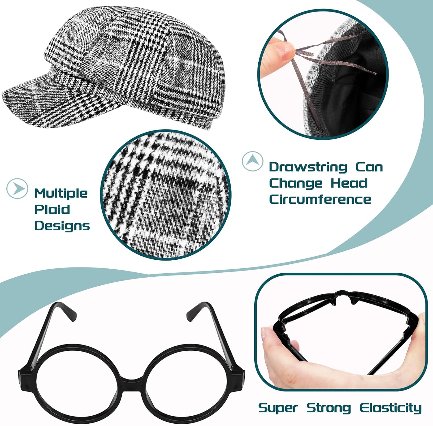 4 PCS 100th Day Old Man Costume Set for Kids