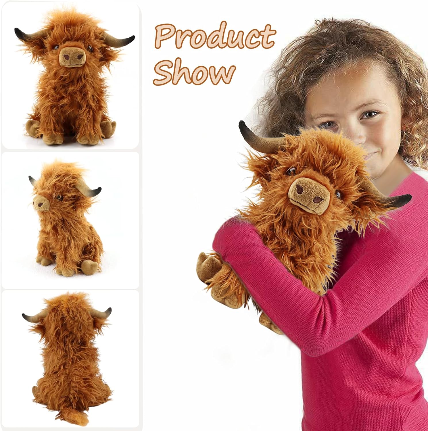 Toaje Highland Cow Plush Toy Realistic 108 Inch Stuffed Animal
