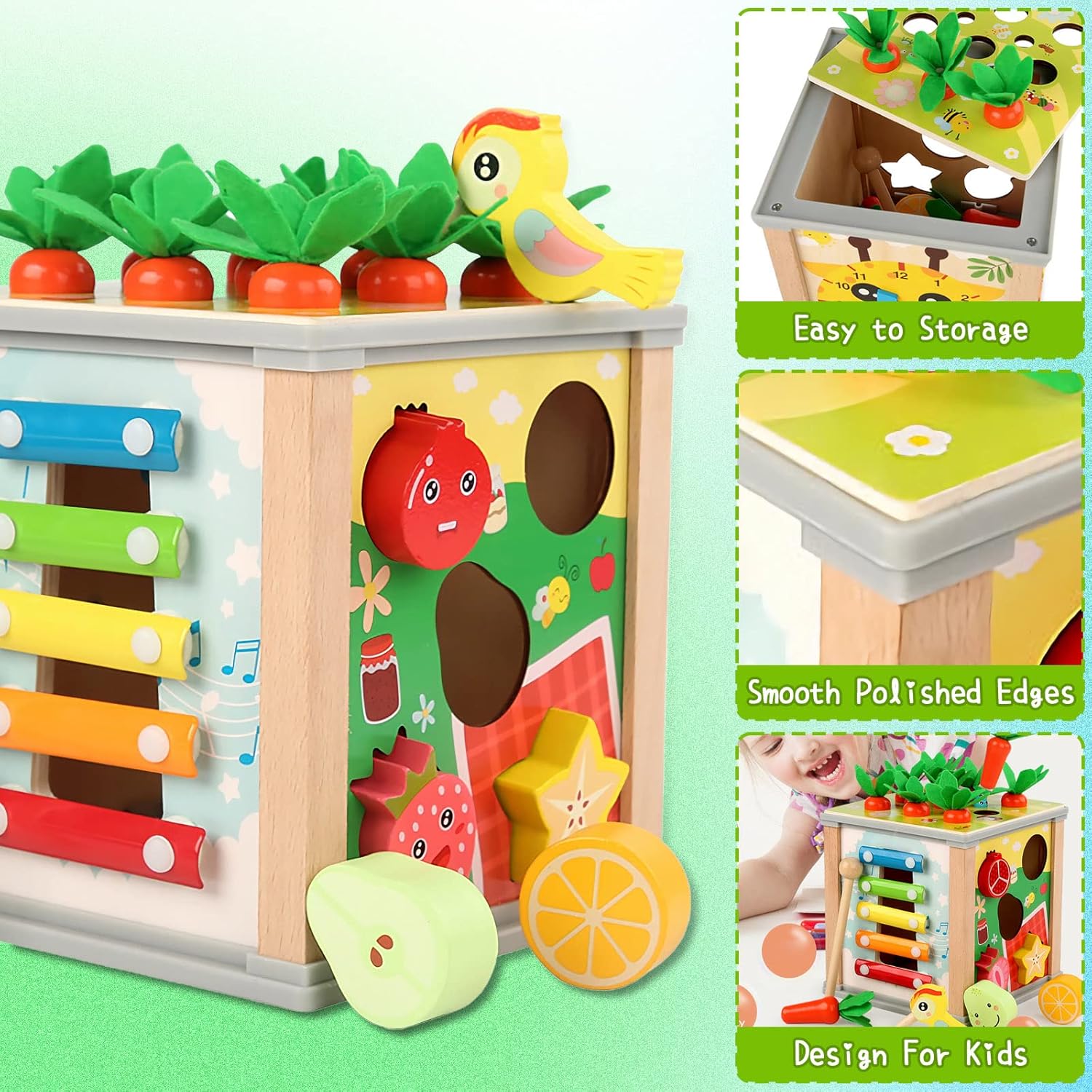 MingNor 6 in 1 Wooden Toddler Toy Set