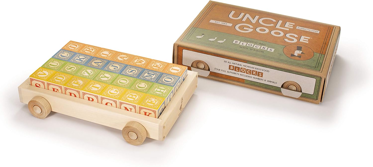 Uncle Goose Classic ABC Blocks with Wagon