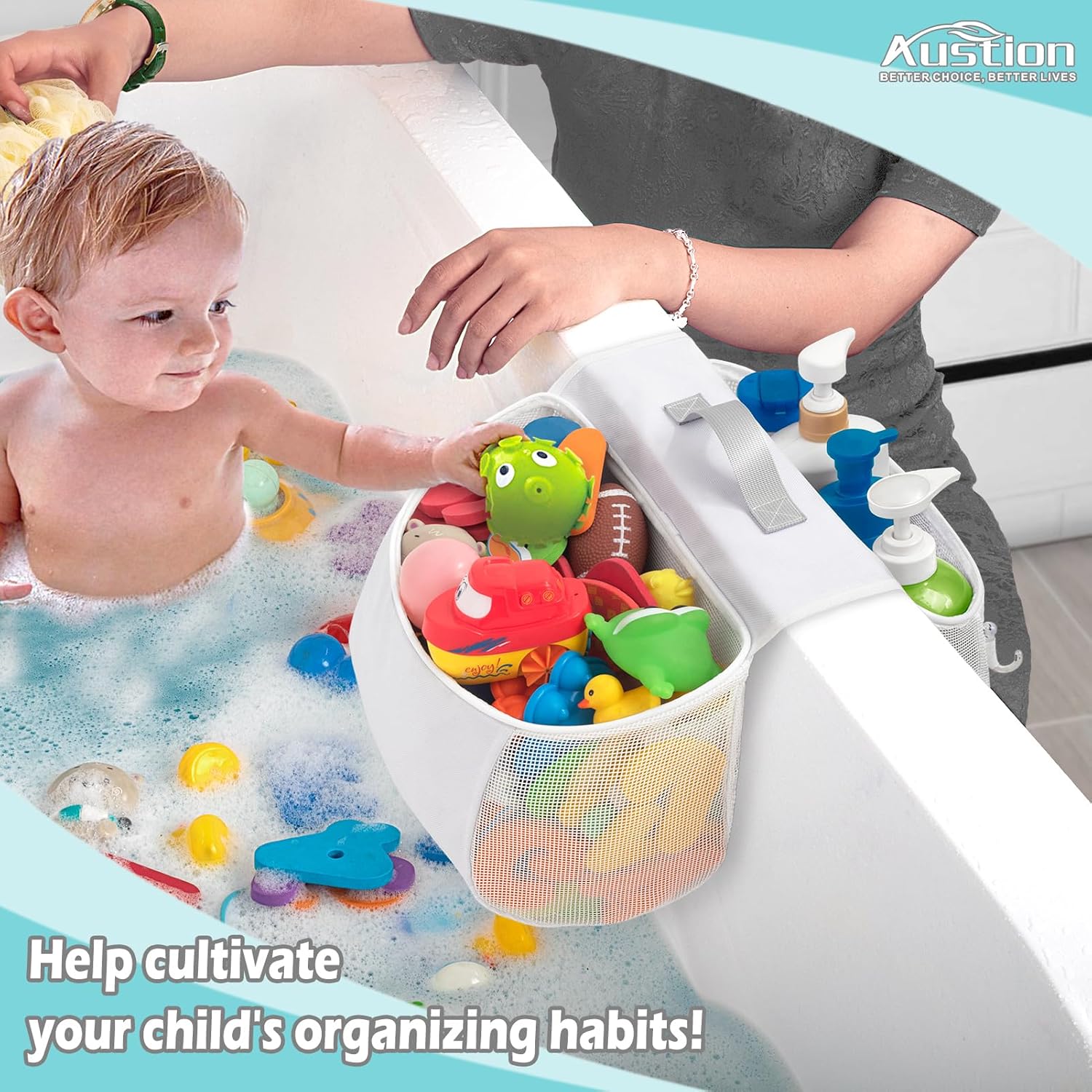 Austion Saddle Shape 2 Compartment Bath Toy Organizer