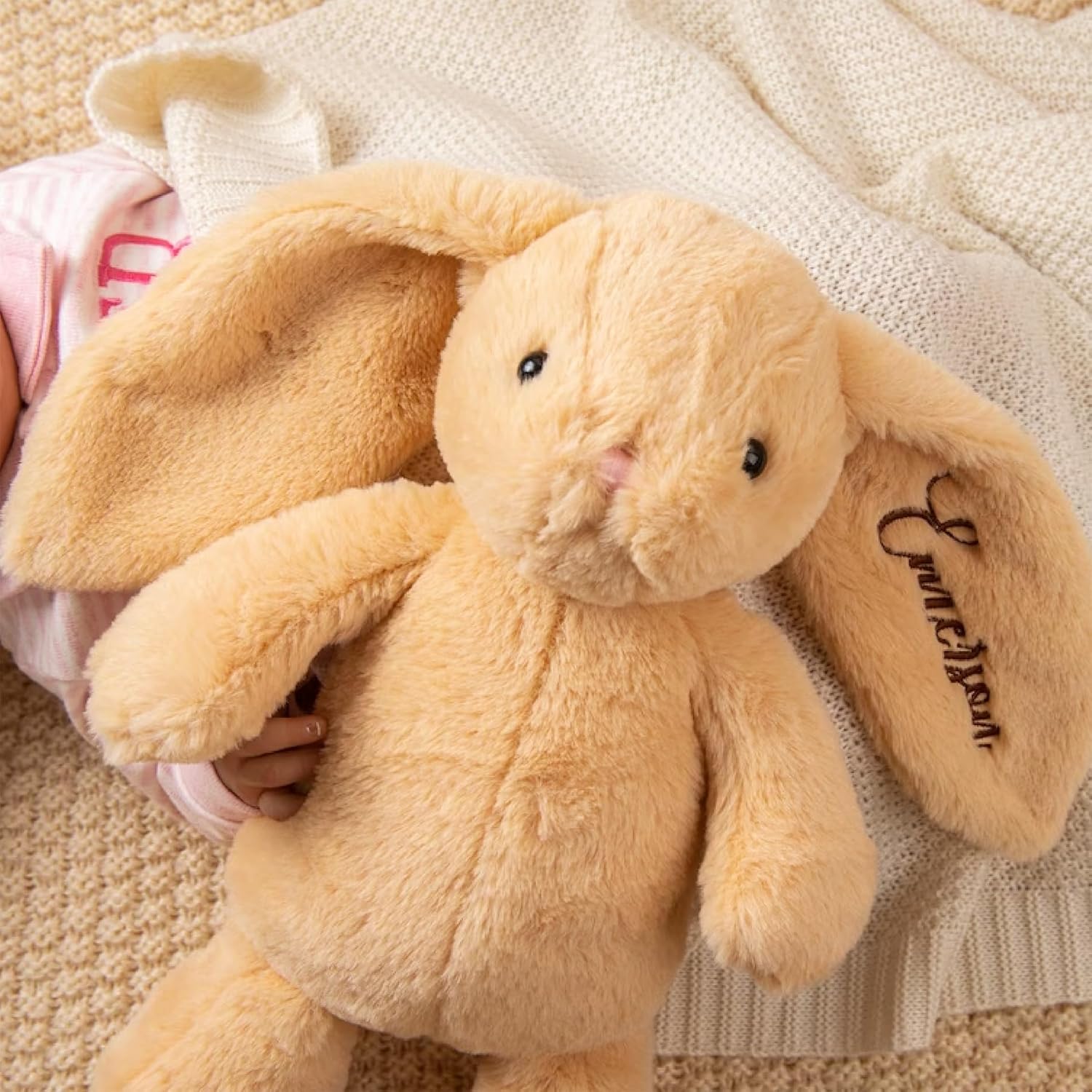 Custom Embroidered Plush Bunny Rabbit with Childs Name