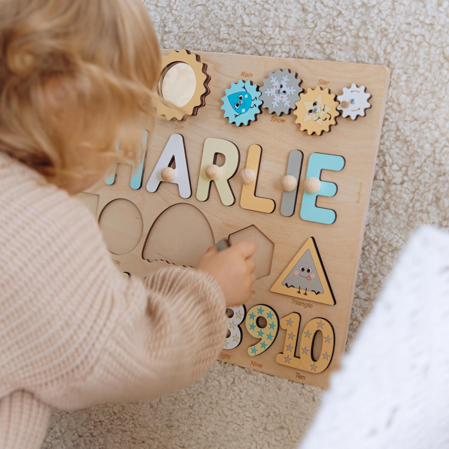 Personalized Wooden Name Puzzle for Kids 1-3 Years Old