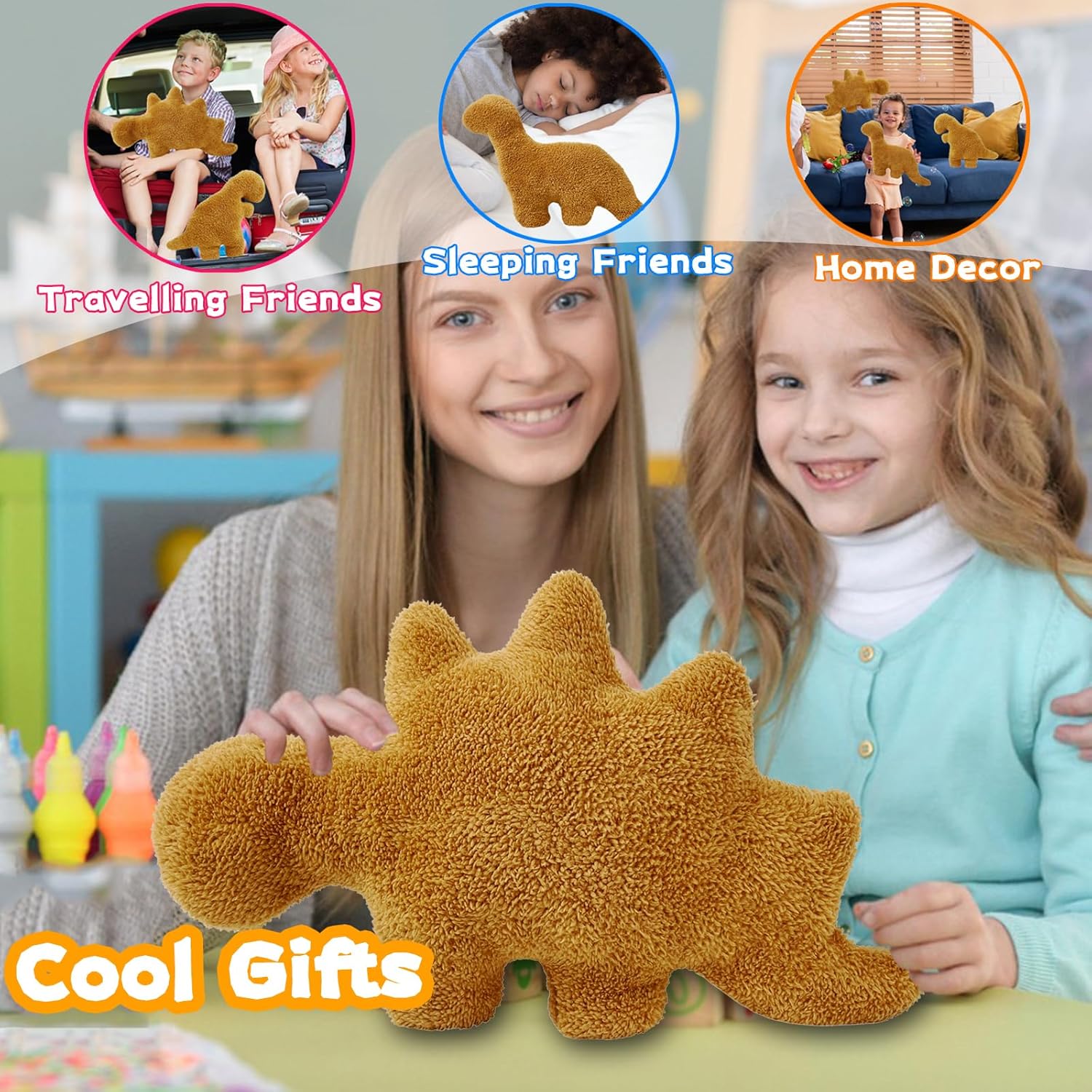 Dino Nugget Pillow - Stegosaurus Soft Plush Dinosaur Toy for Kids