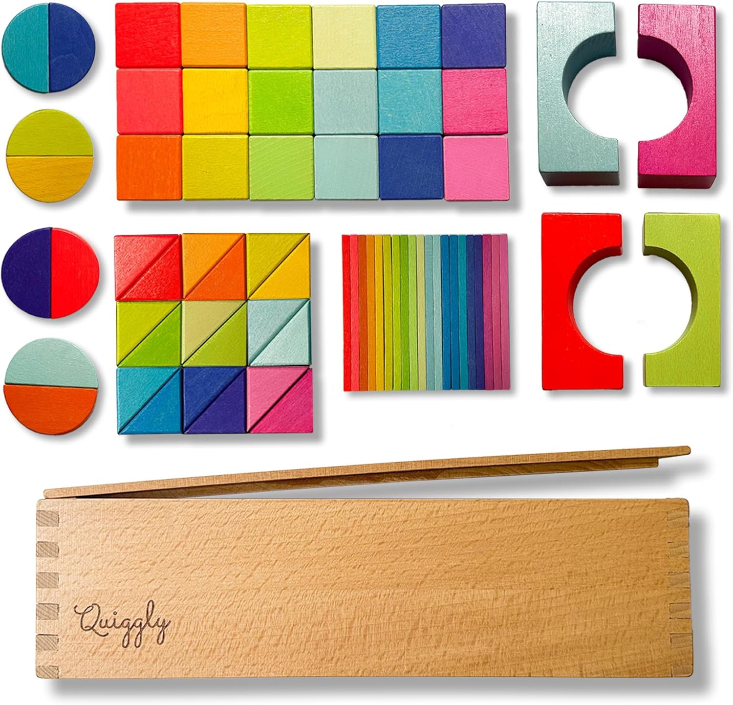 Quiggly Montessori Rainbow Building Blocks 68-Piece Set