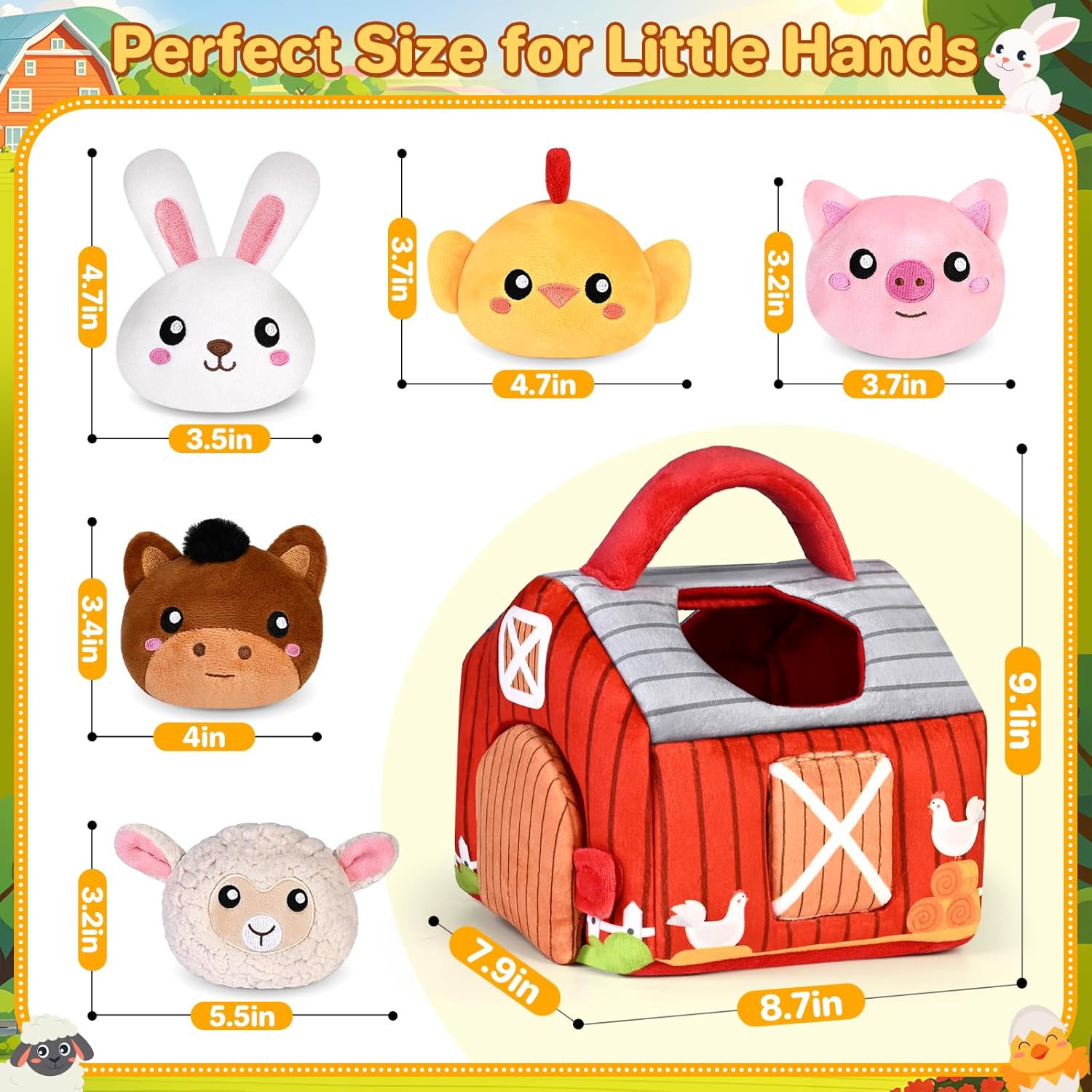 KMUYSL Plush Farm Animals Playset for Babies 0-3 Years