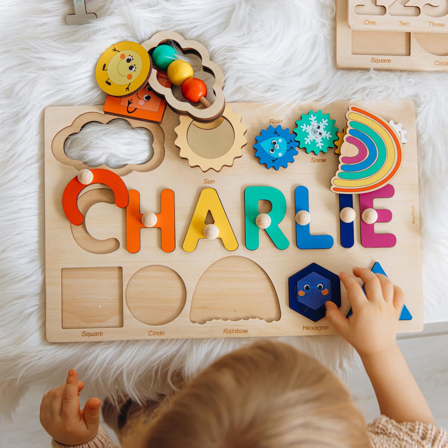 Personalized Wooden Name Puzzle for Kids 1-3 Years Old