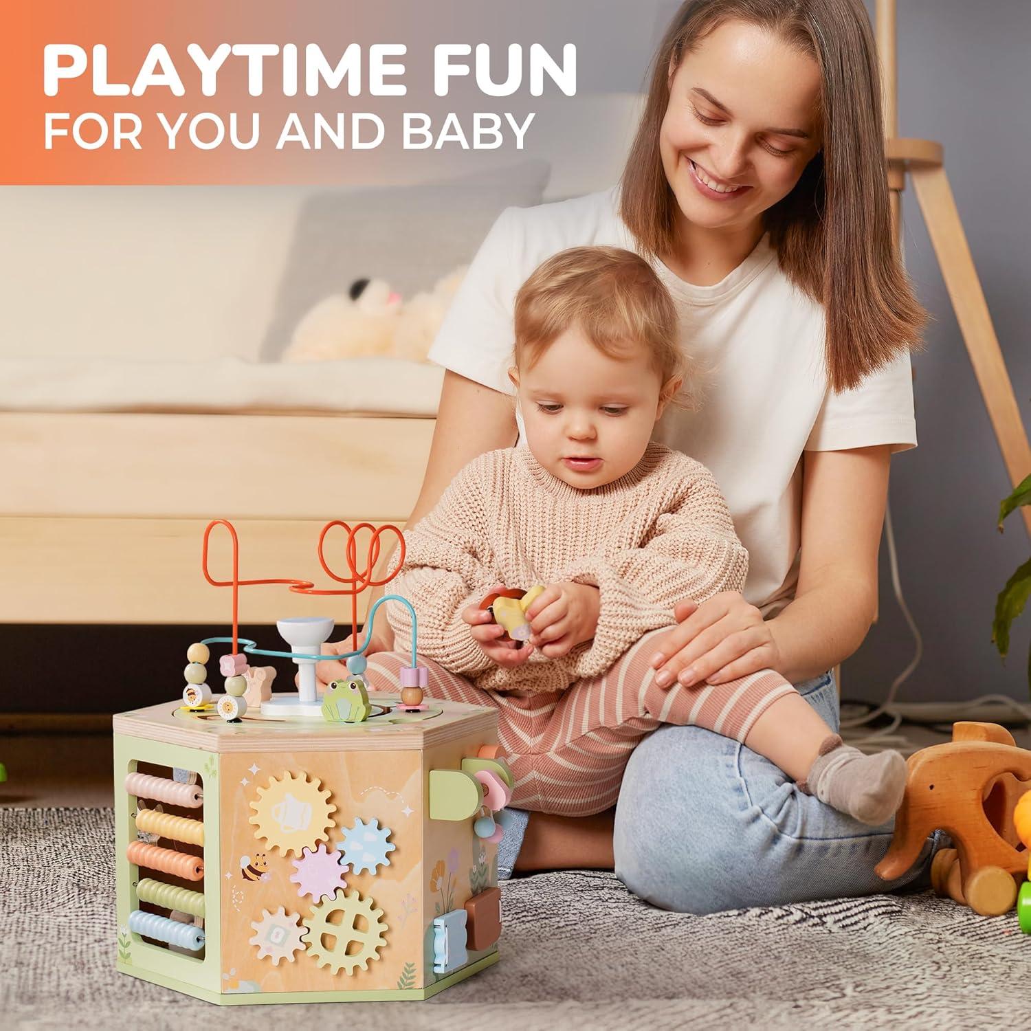 ROBUD Wooden Activity Cube 13-in-1 Montessori Toy for Toddlers