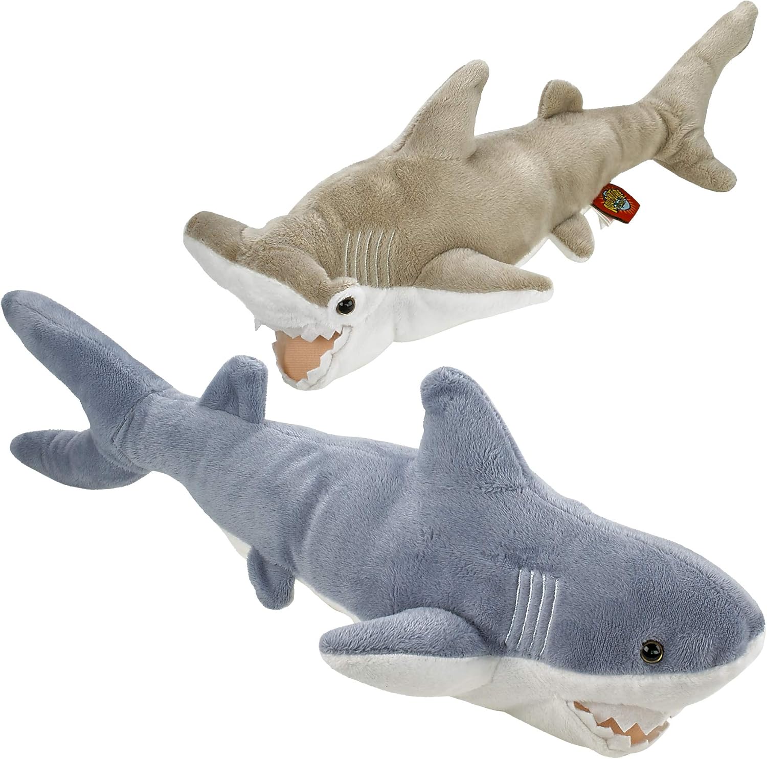 Bedwina Stuffed Animal Sharks - Pack of 2 14 Mako 13 Hammerhead Plush Toys