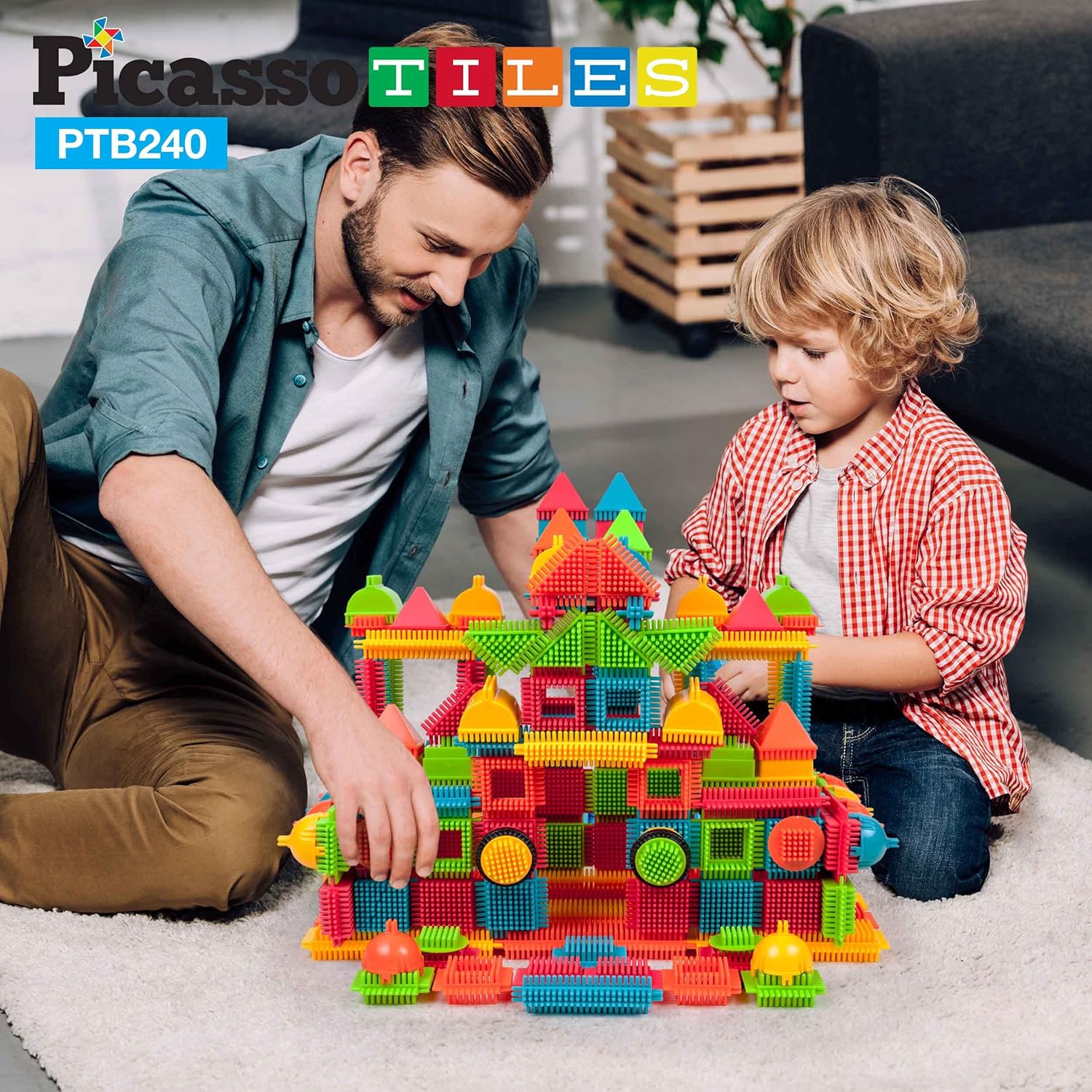 PicassoTiles 240pcs Hedgehog Building Blocks 3D Interlocking Set