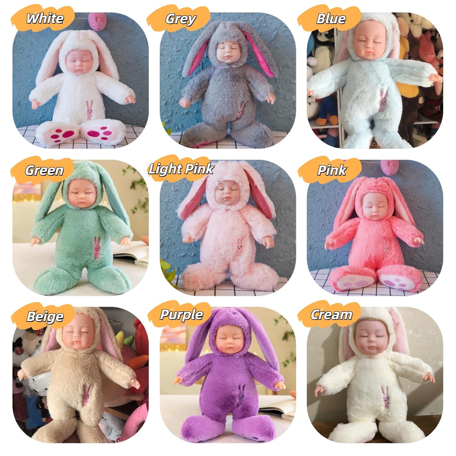 Custom Reburn Baby Doll Easter Bunny Plush Toy for Toddler