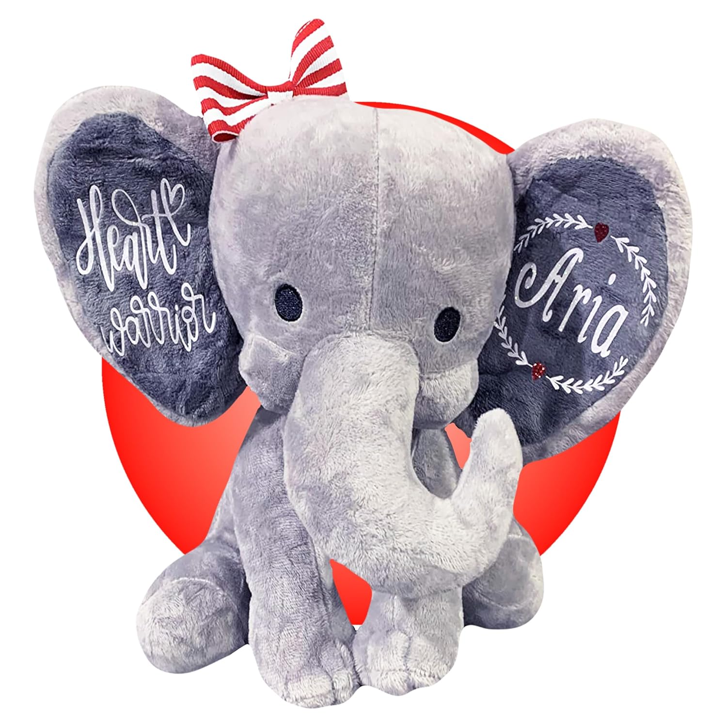 Personalized Gray Elephant Stuffed Animal for Heart Surgery Kids