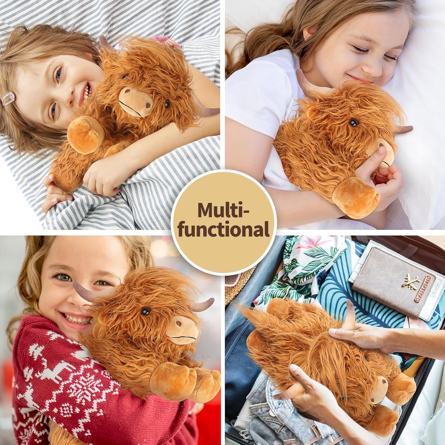Cuckool Highland Cow Stuffed Animal Heating Pad