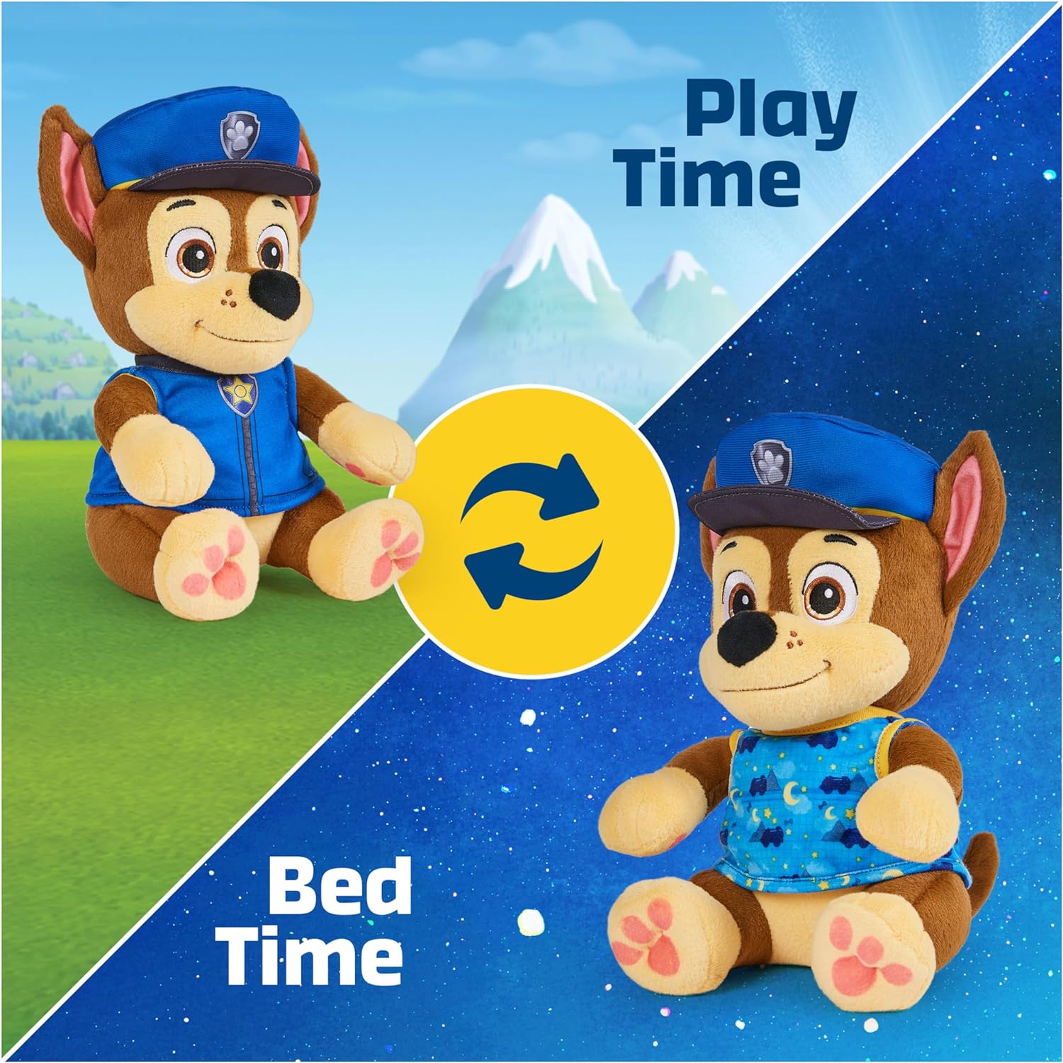 Paw Patrol Chase Plushie 10-Inch Reversible Bedtime Toy