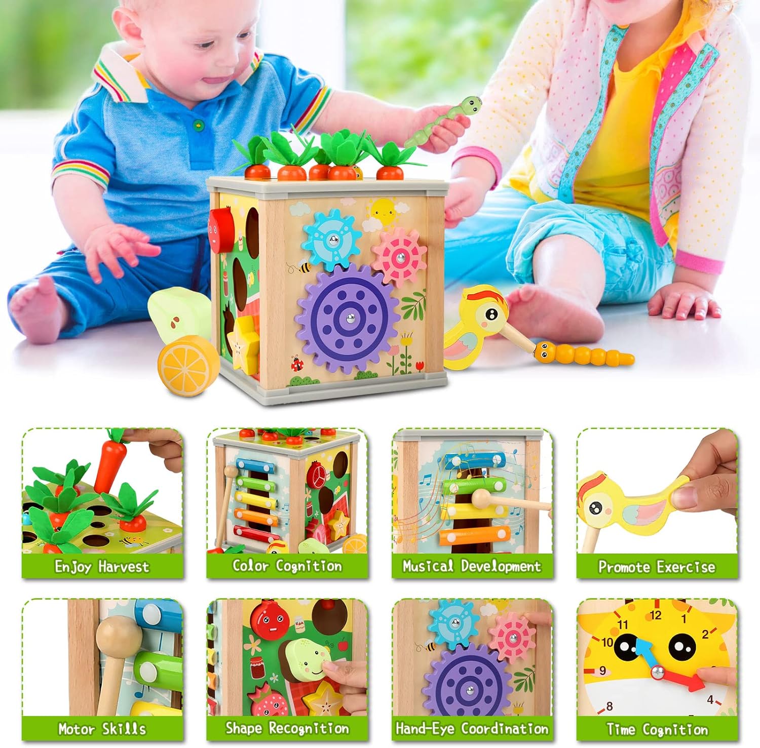MingNor 6 in 1 Wooden Toddler Toy Set