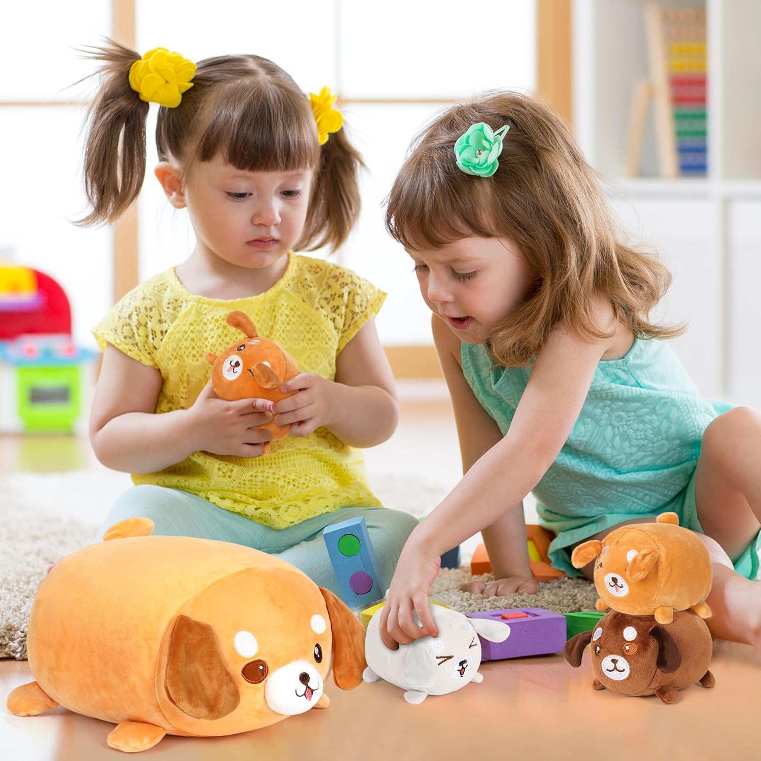 Corgi Plush Pillow with 4 Baby Dogs Inside - 5PCS