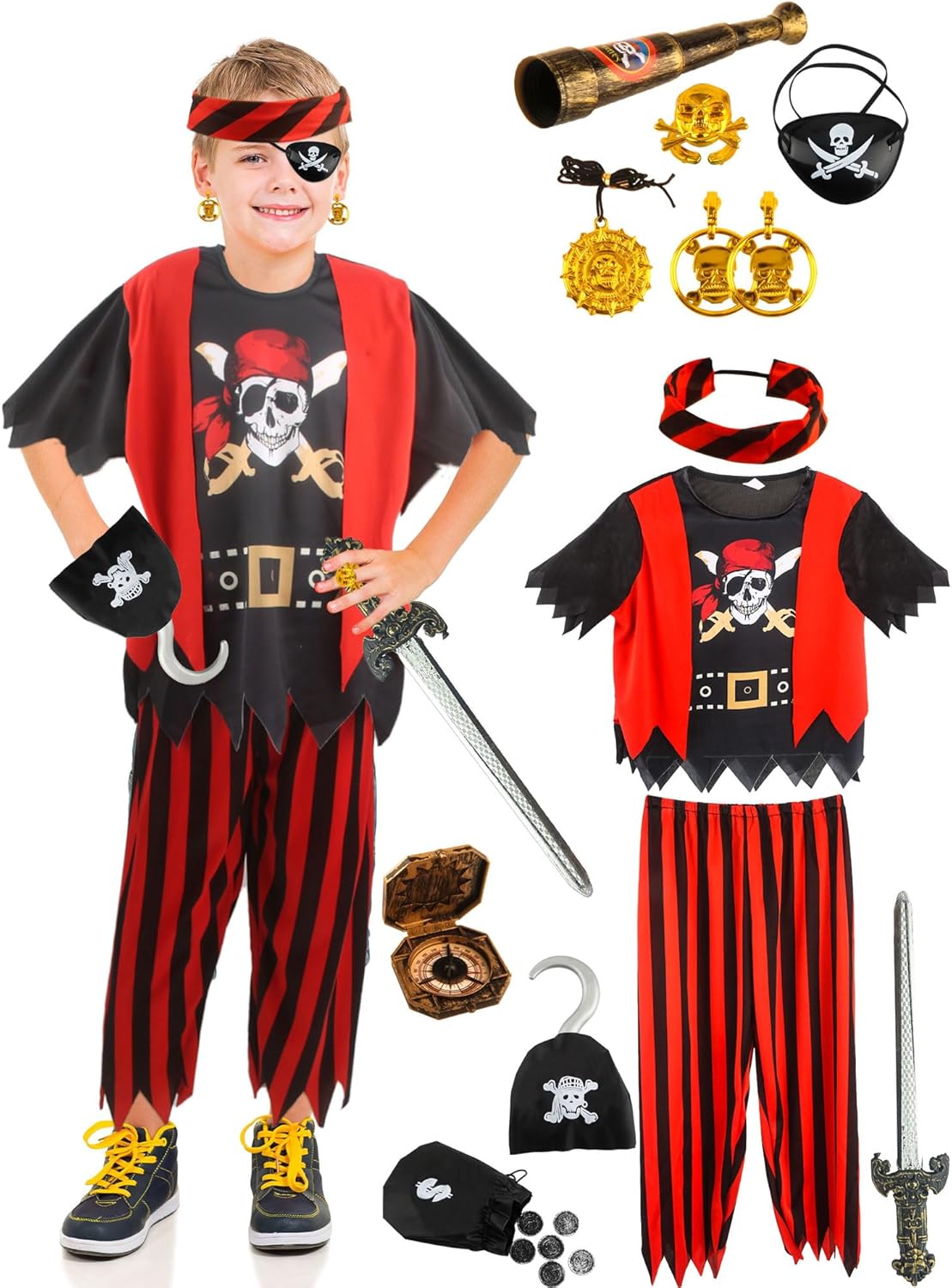 Kids Pirate Costume Set for Halloween Play