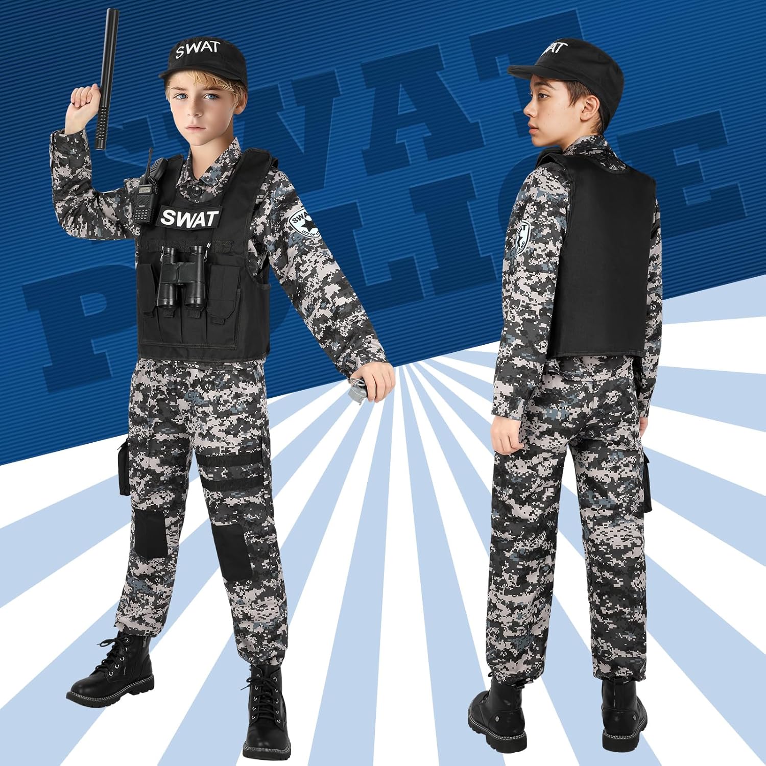 Luucio Kids SWAT Police Officer Costume Set