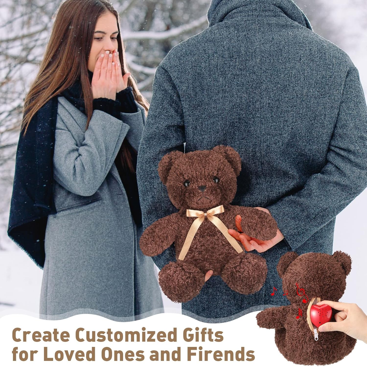 Hungdao Plush Bear with 60-Second Heart Voice Recorder