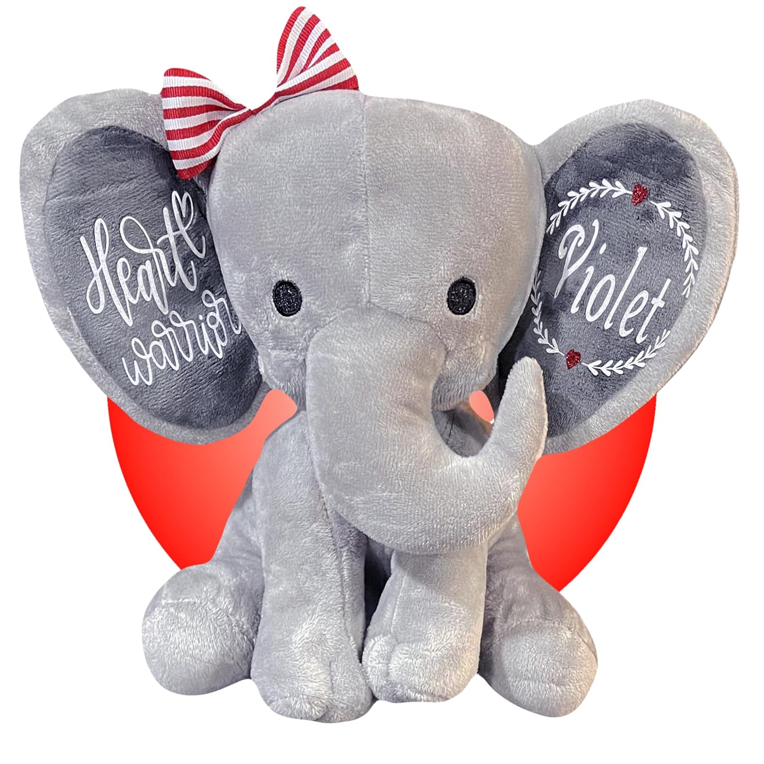 Personalized Gray Elephant Stuffed Animal for Heart Surgery Kids