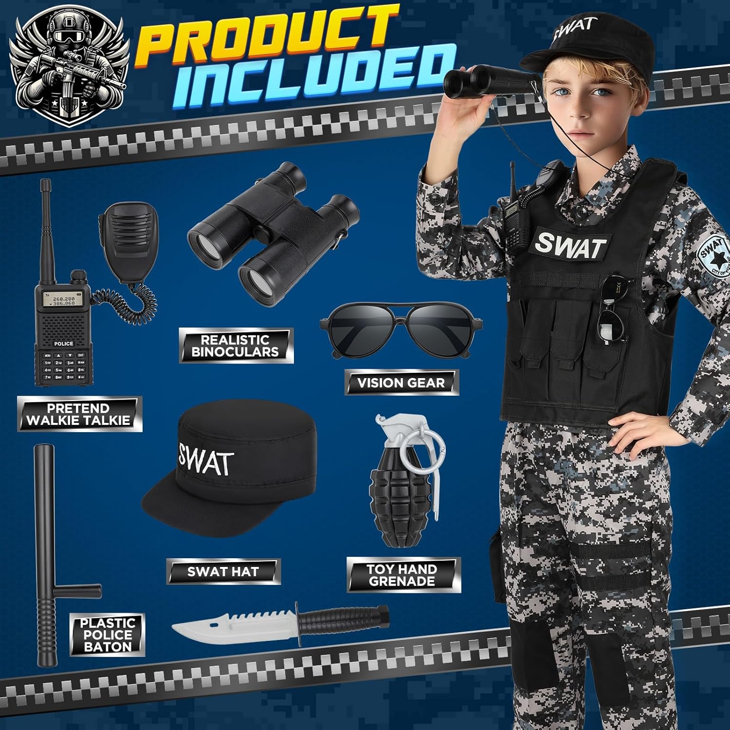 Luucio Kids SWAT Police Officer Costume Set