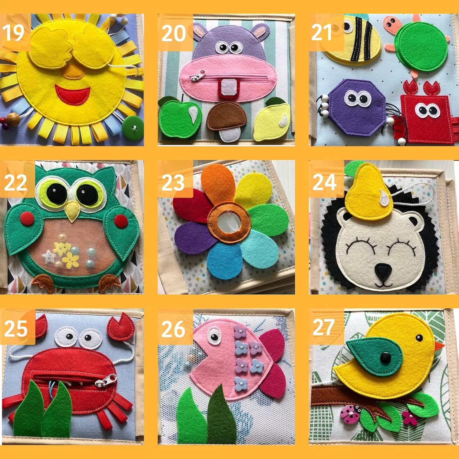 Quiet Baby Book with Felt Animals and Shapes 1