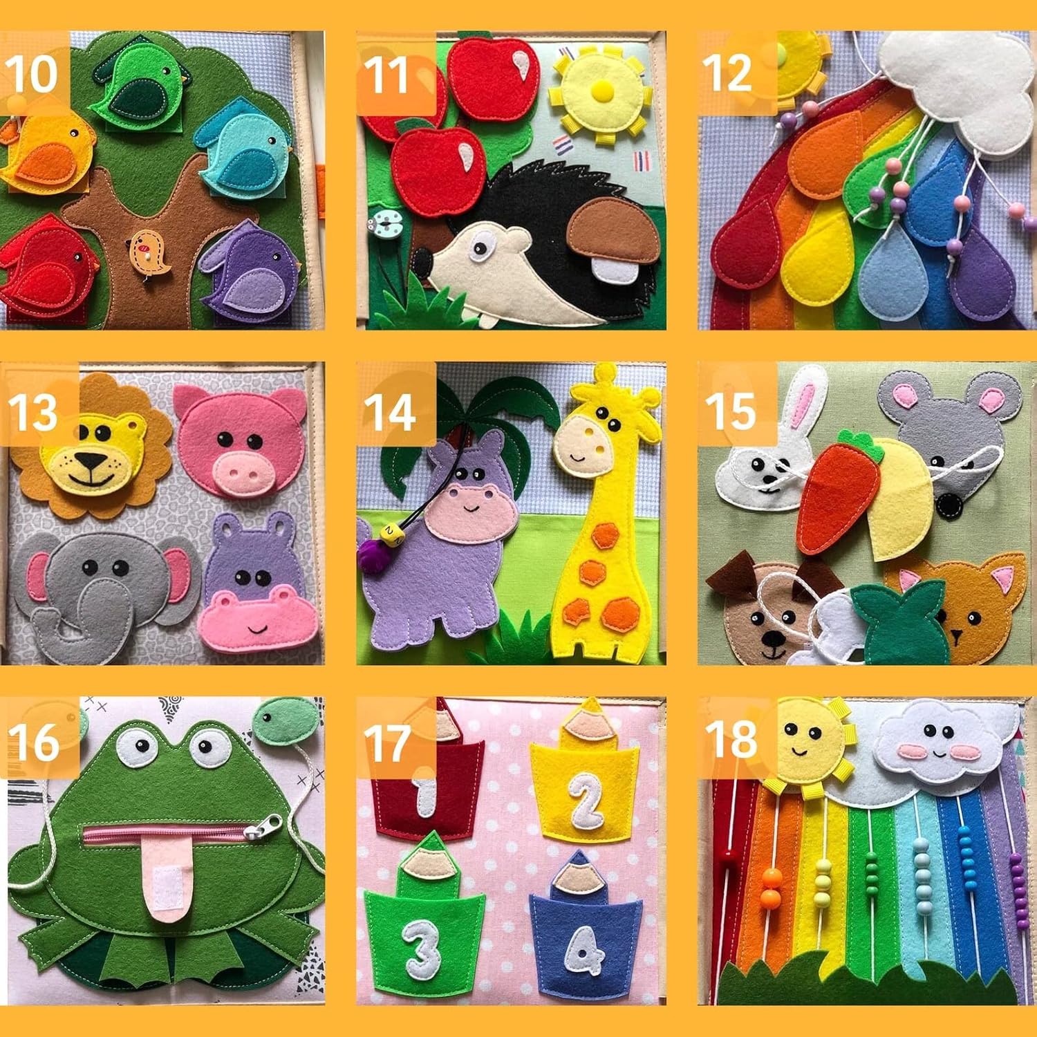 Quiet Baby Book with Fruits Vegetables Numbers Shapes
