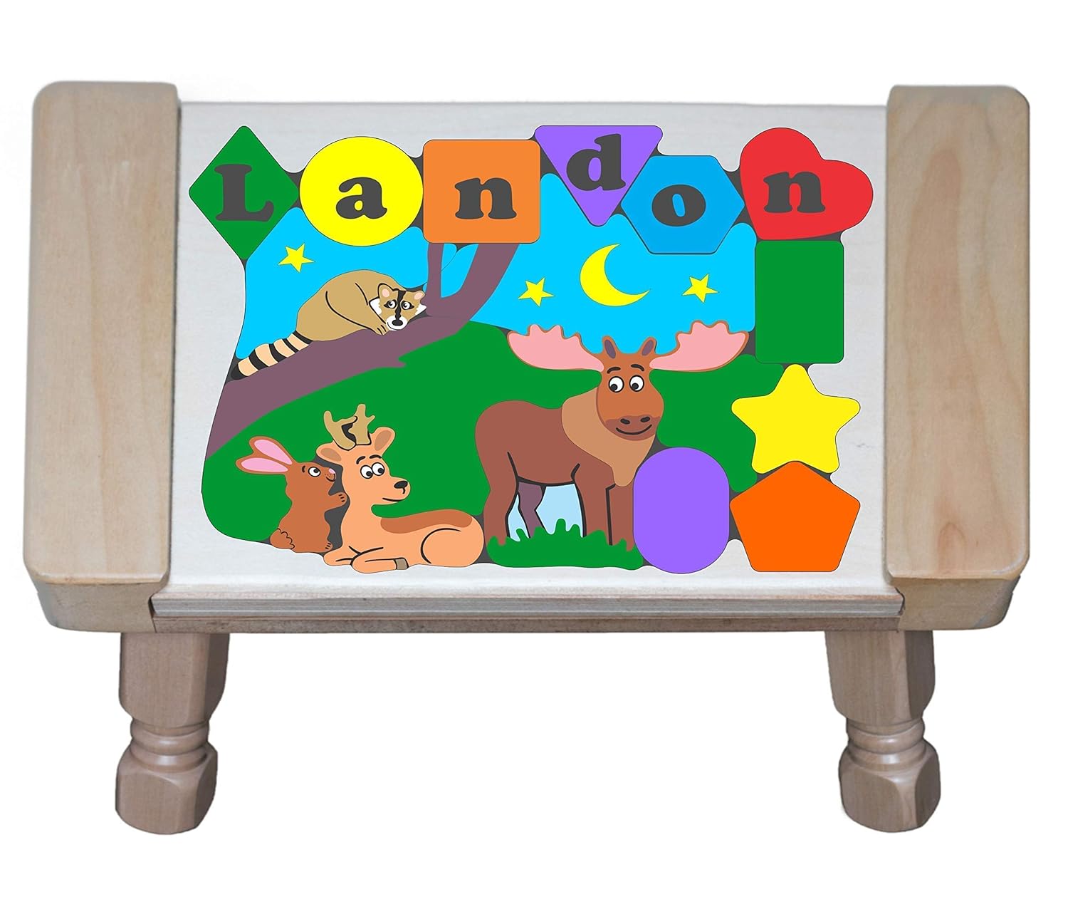 Personalized Name Forest Animals Puzzle Stool