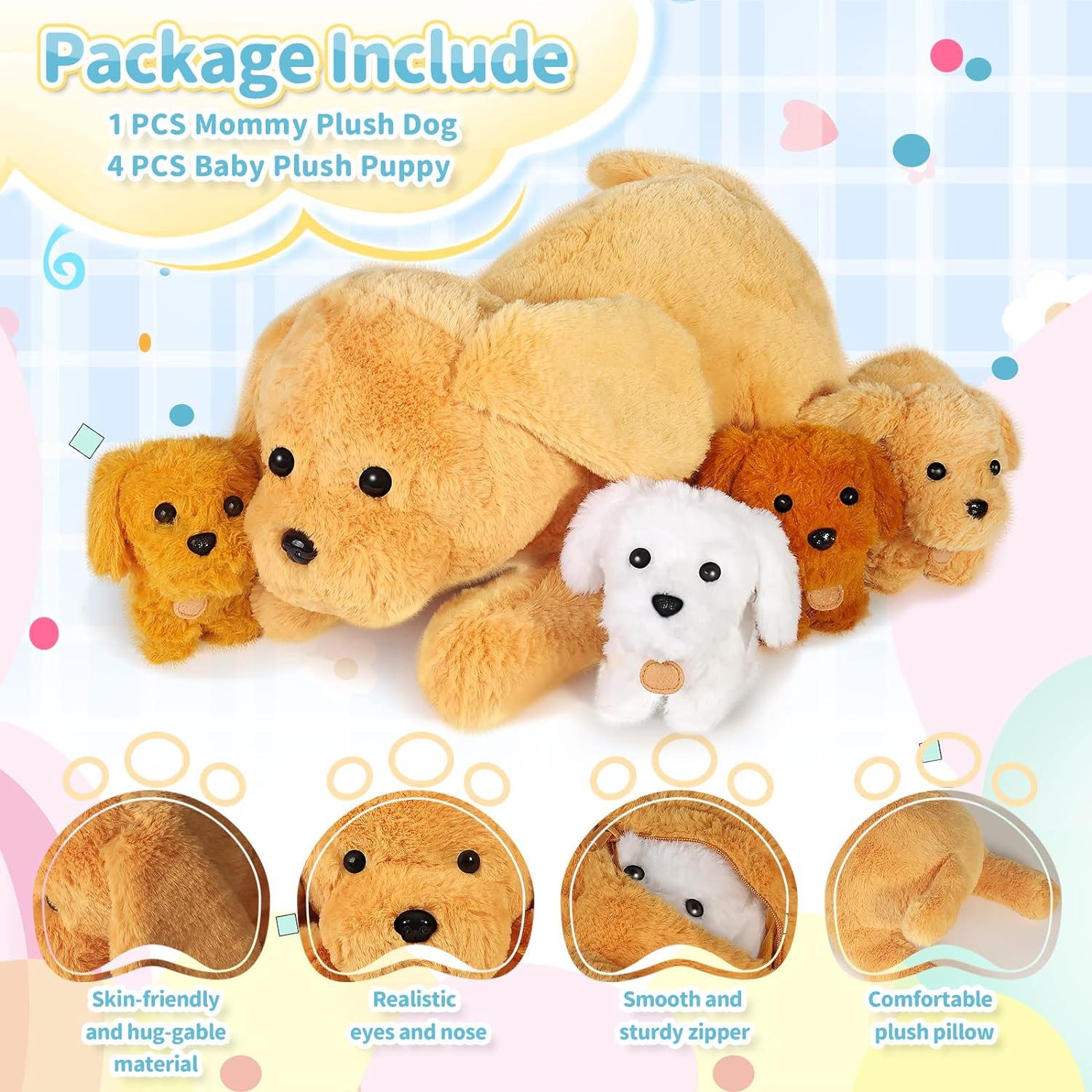 KMUYSL Puppy Plush Toy Set for Kids 3-8 Years
