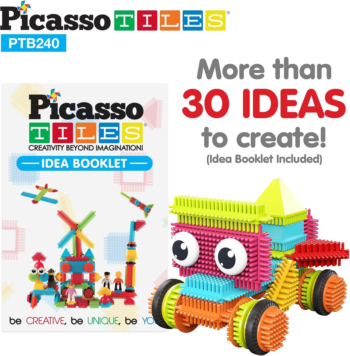 PicassoTiles 240pcs Hedgehog Building Blocks 3D Interlocking Set