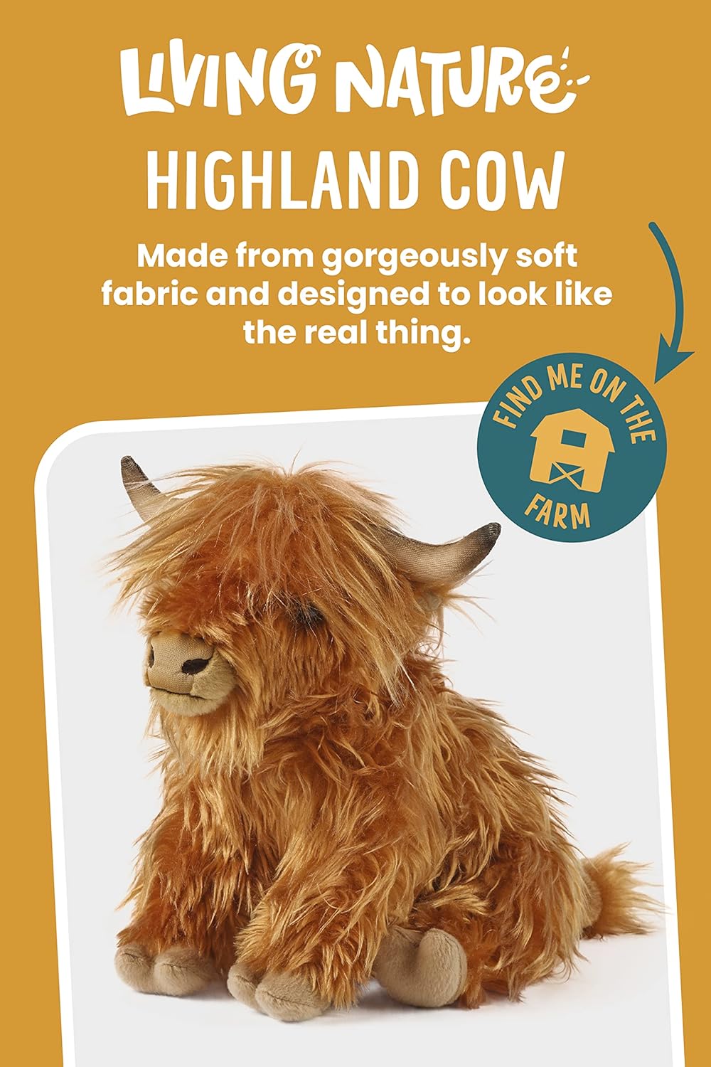 Living Nature Highland Cow Brown Stuffed Animal with Sound