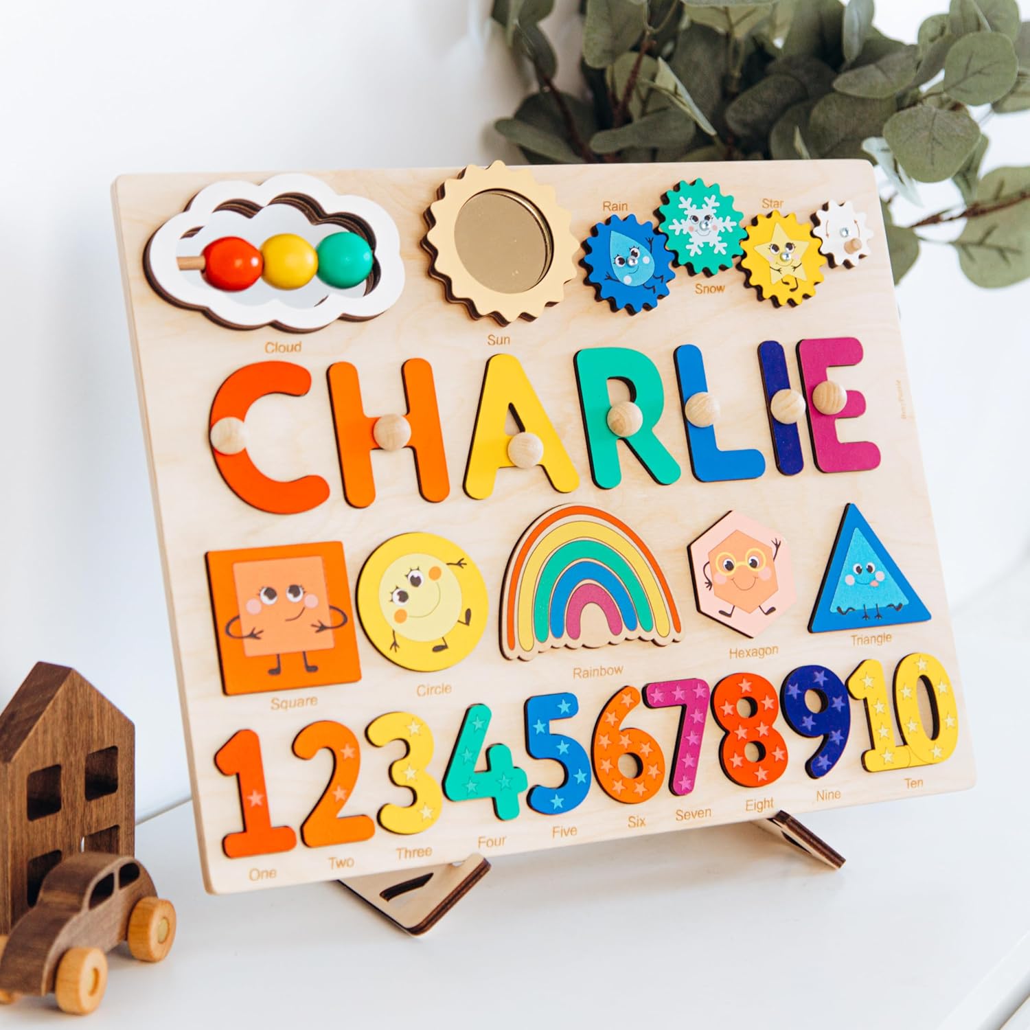 Personalized Wooden Name Puzzle for Kids 1-3 Years Old