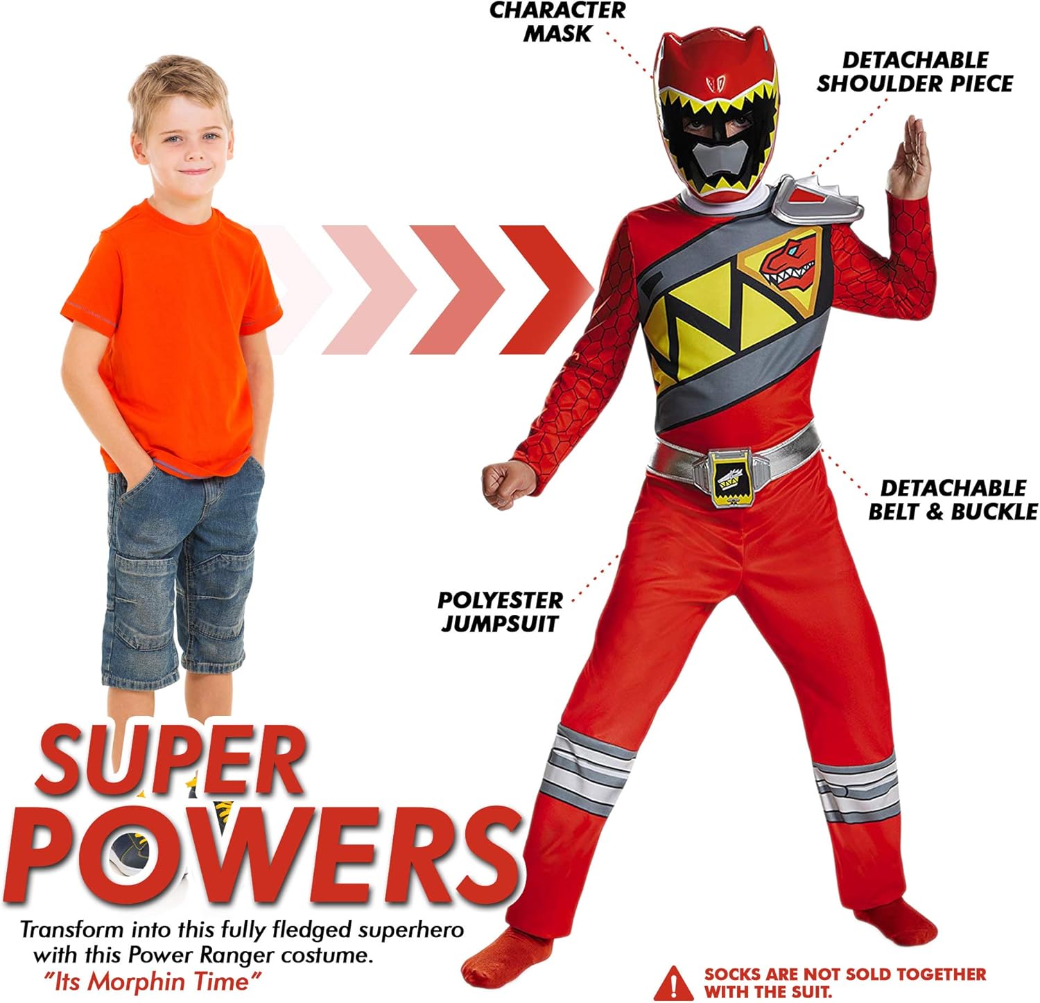 Power Rangers Dino Charge Red Child Costume