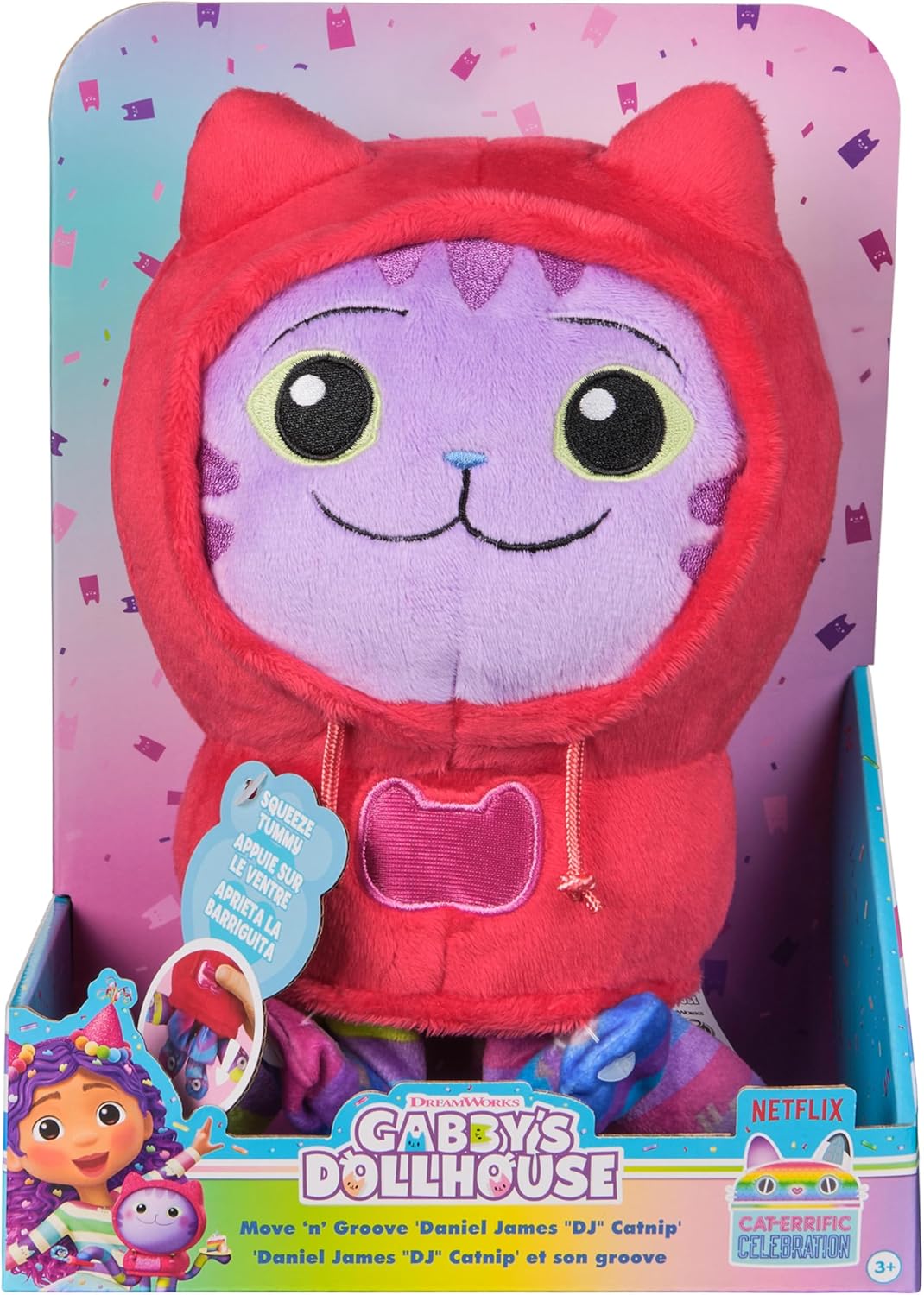Gabbys Dollhouse DJ Catnip Plush Toy 10-Inch Move Groove Stuffed Animal