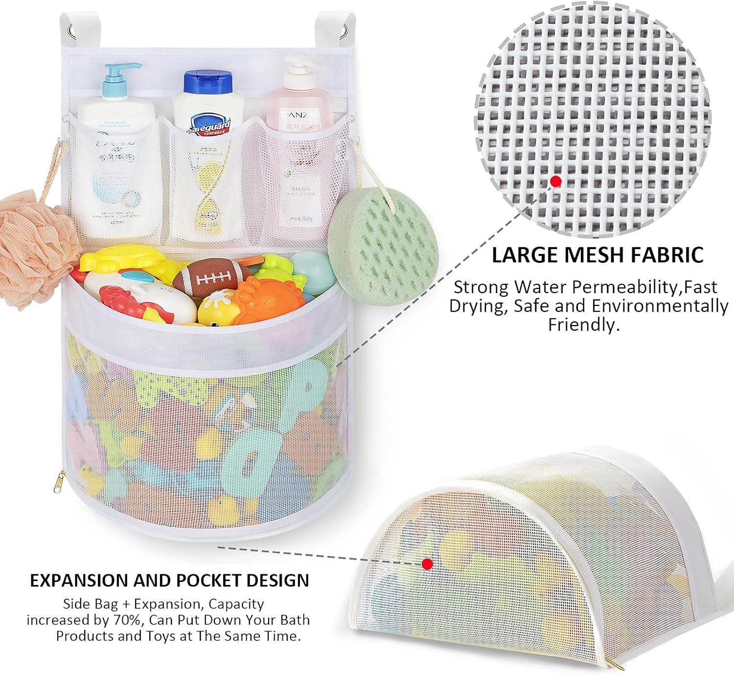 Ligereza Baby Bath Toy Organizer Large Capacity Quick Drying Mould Proof