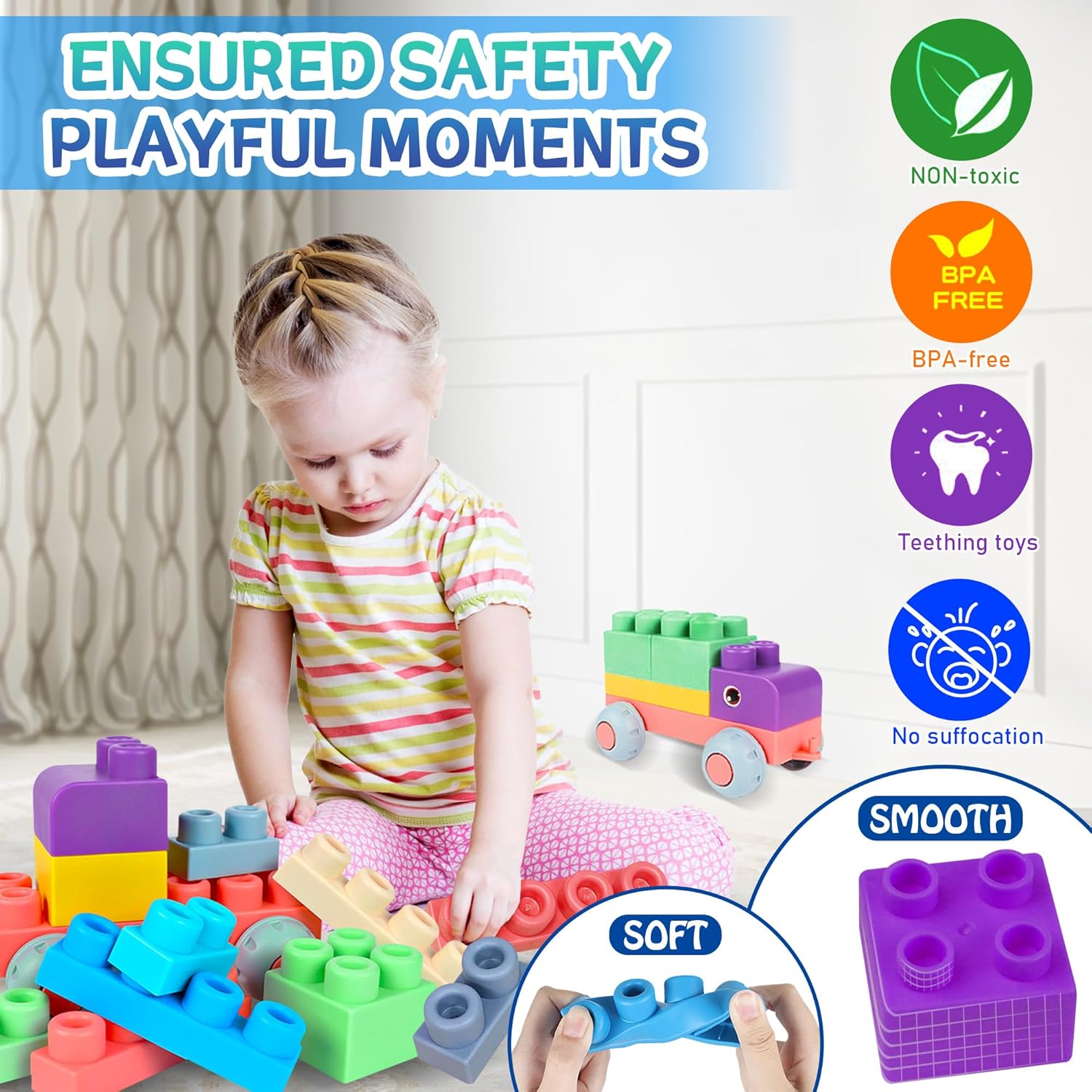 Soft Building Blocks for Toddler 20 PCS Large Stacking Blocks